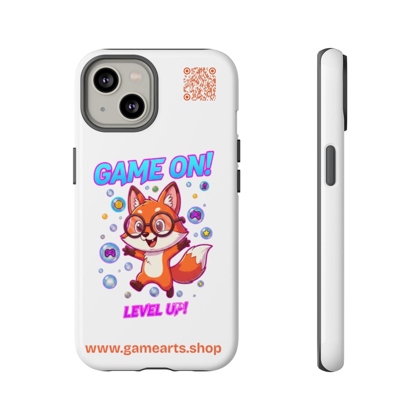 Game On Mobile Case - Cute Fox Design, Gamer Accessories, Phone Cover, Gift for Gamers, Level Up Style