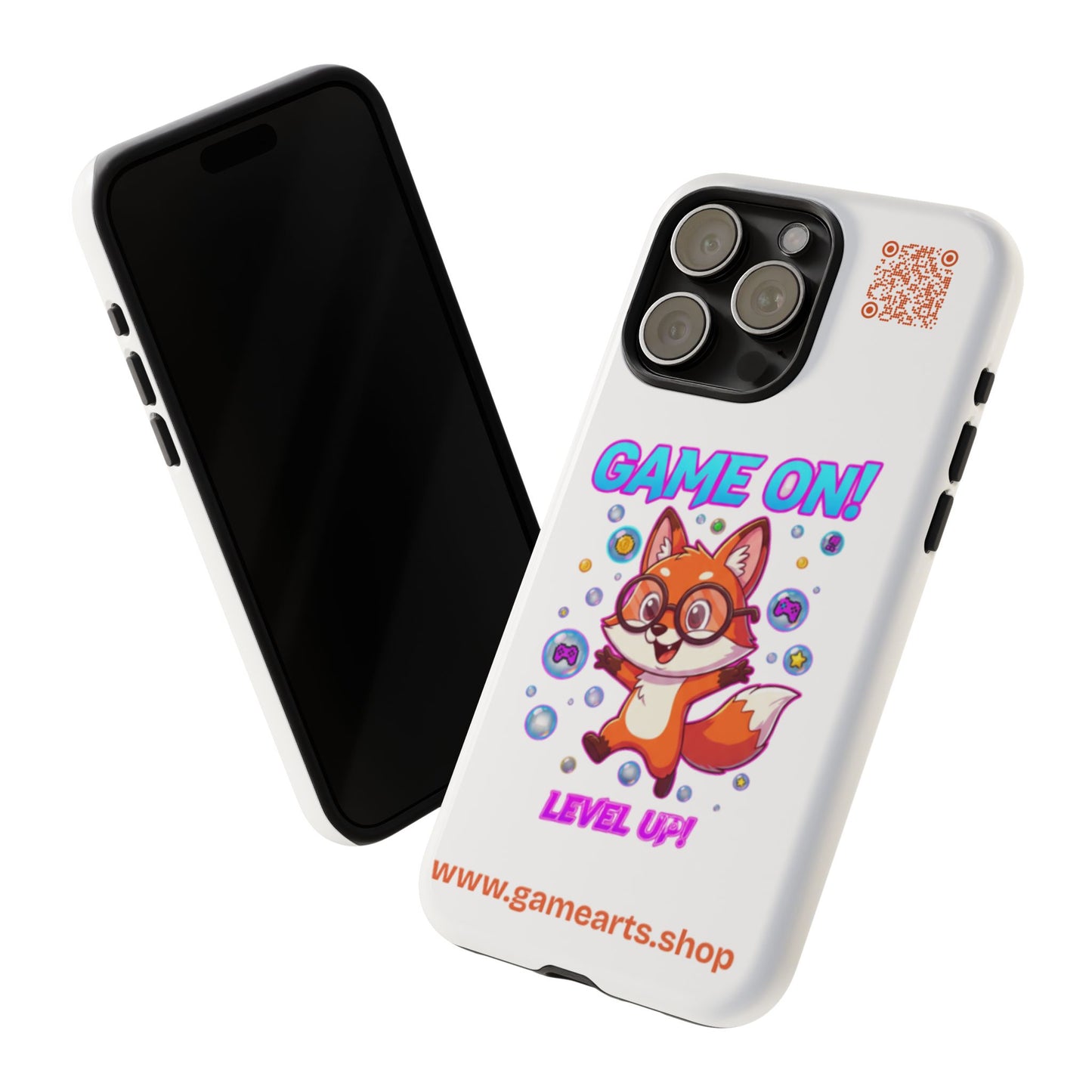 Game On Mobile Case - Cute Fox Design, Gamer Accessories, Phone Cover, Gift for Gamers, Level Up Style