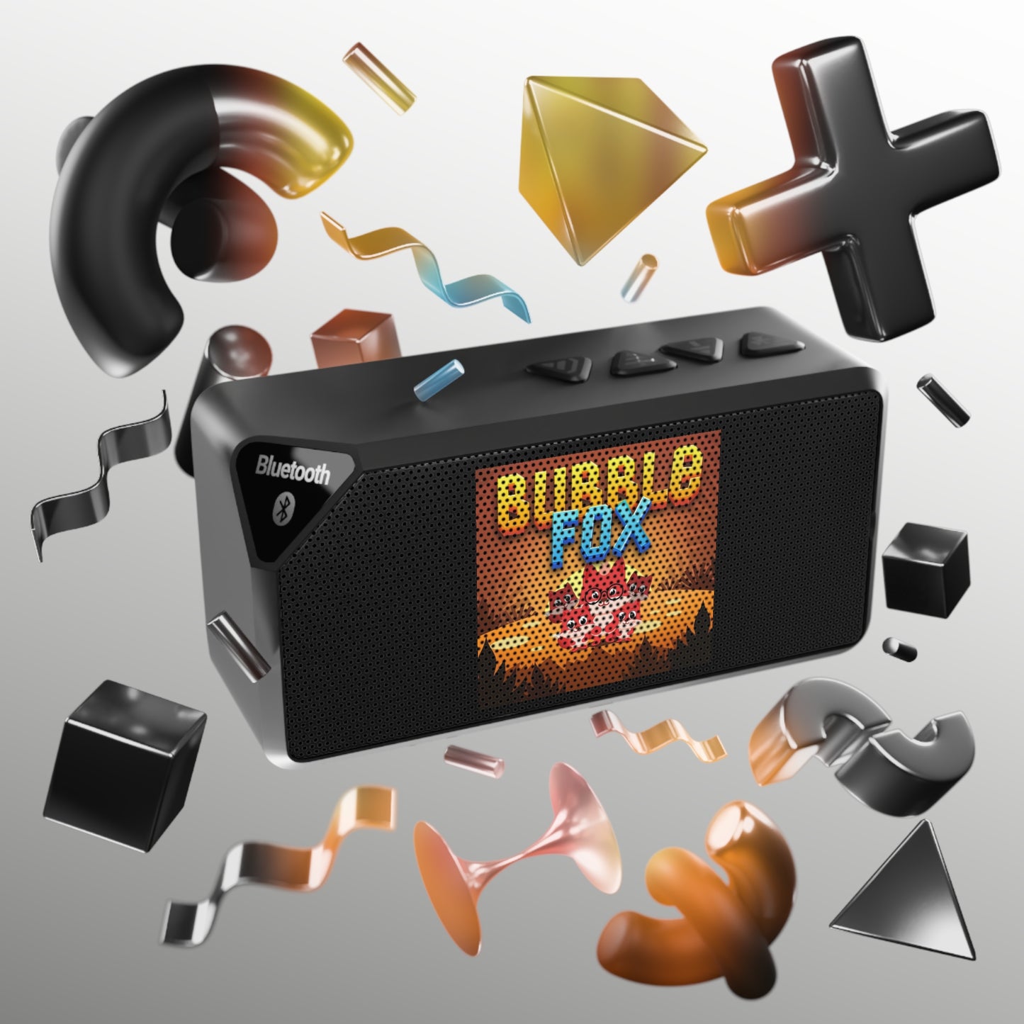 Bubble Fox Pixel Pop Bluetooth Speaker , Retro Tech, Music Lover Gift, Home Decor, Gaming Accessory, Party Essential