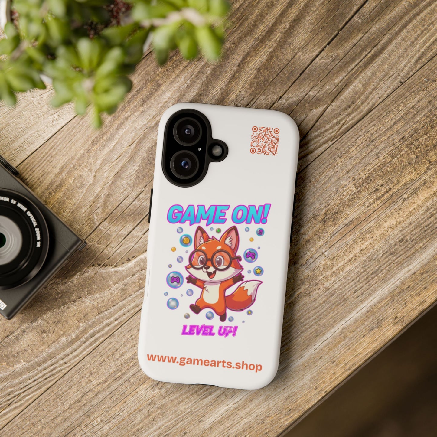Game On Mobile Case - Cute Fox Design, Gamer Accessories, Phone Cover, Gift for Gamers, Level Up Style