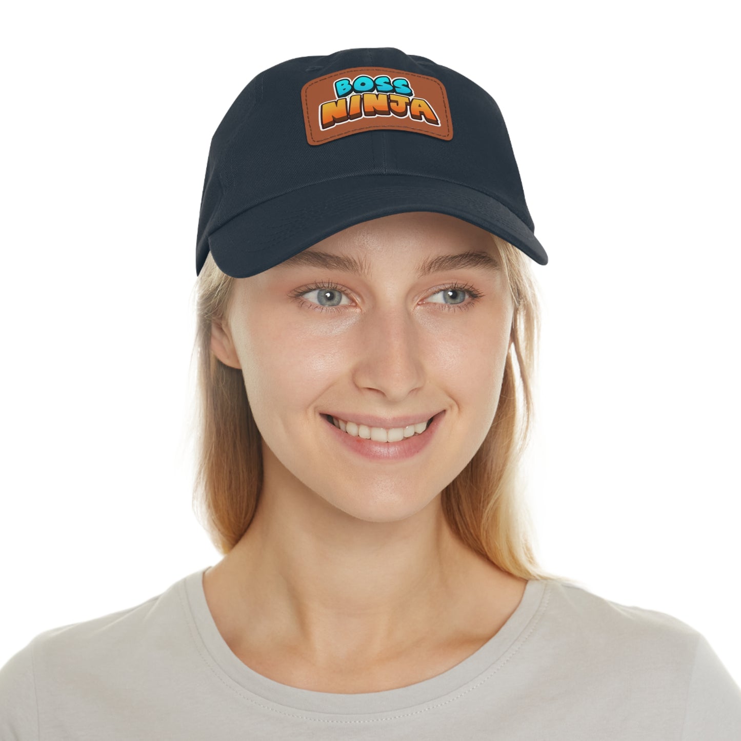 Boss Ninja Dad Hat, Leather Patch Cap for Dads, Casual Summer Hat, Great for Father's Day Gifts, Trendy Dad Apparel, Gift for Ninja Lovers