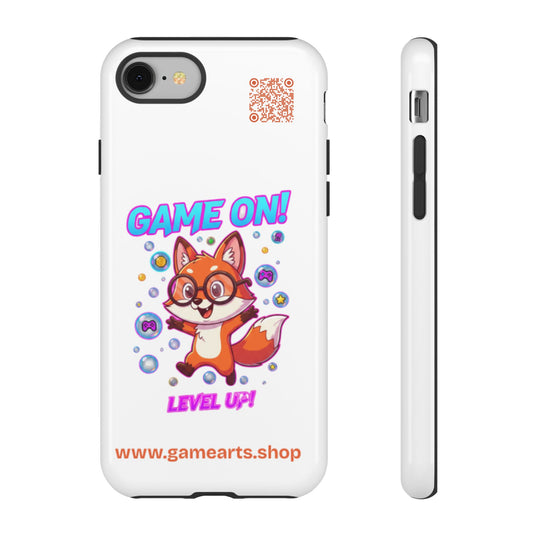 Game On Mobile Case - Cute Fox Design, Gamer Accessories, Phone Cover, Gift for Gamers, Level Up Style