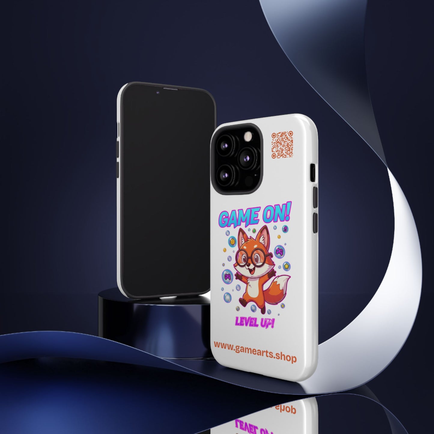 Game On Mobile Case - Cute Fox Design, Gamer Accessories, Phone Cover, Gift for Gamers, Level Up Style