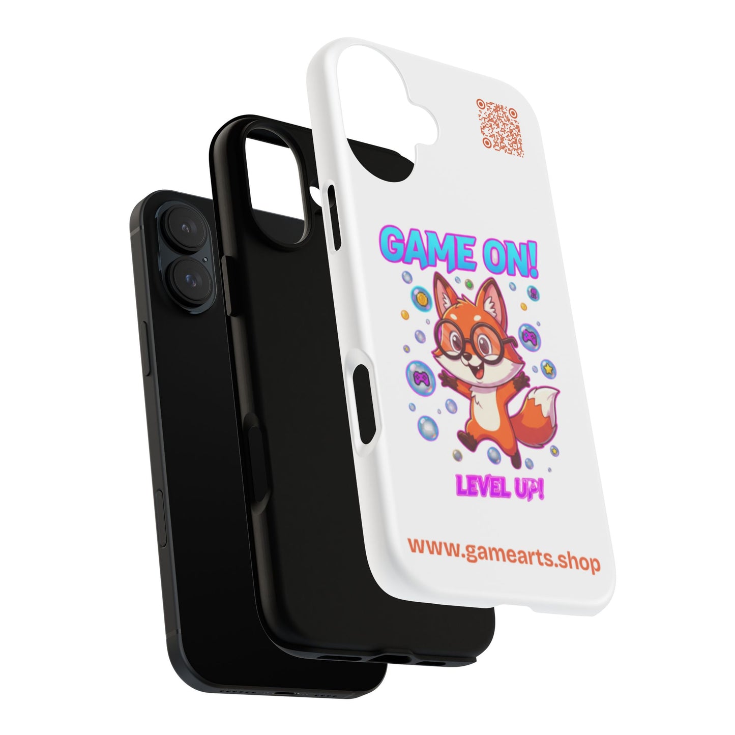 Game On Mobile Case - Cute Fox Design, Gamer Accessories, Phone Cover, Gift for Gamers, Level Up Style