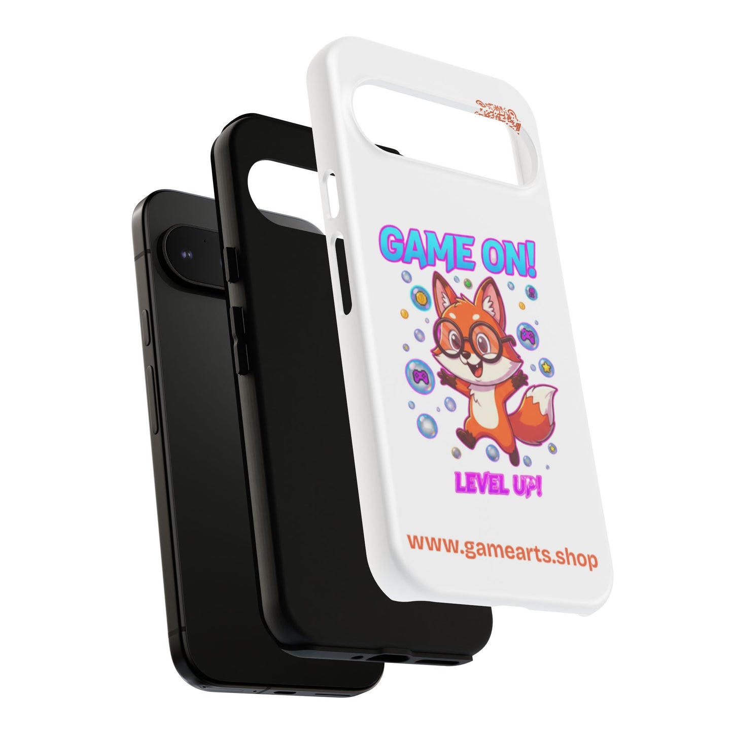 Game On Mobile Case - Cute Fox Design, Gamer Accessories, Phone Cover, Gift for Gamers, Level Up Style
