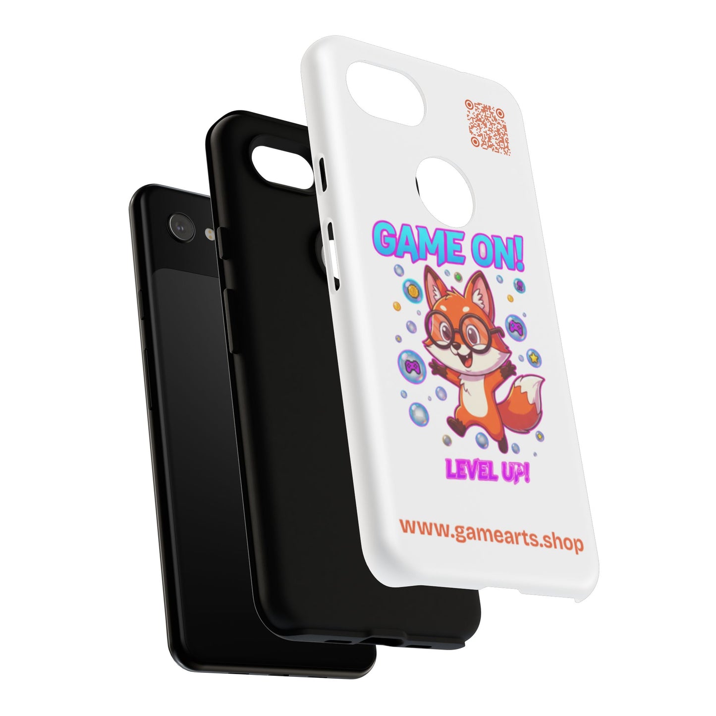 Game On Mobile Case - Cute Fox Design, Gamer Accessories, Phone Cover, Gift for Gamers, Level Up Style