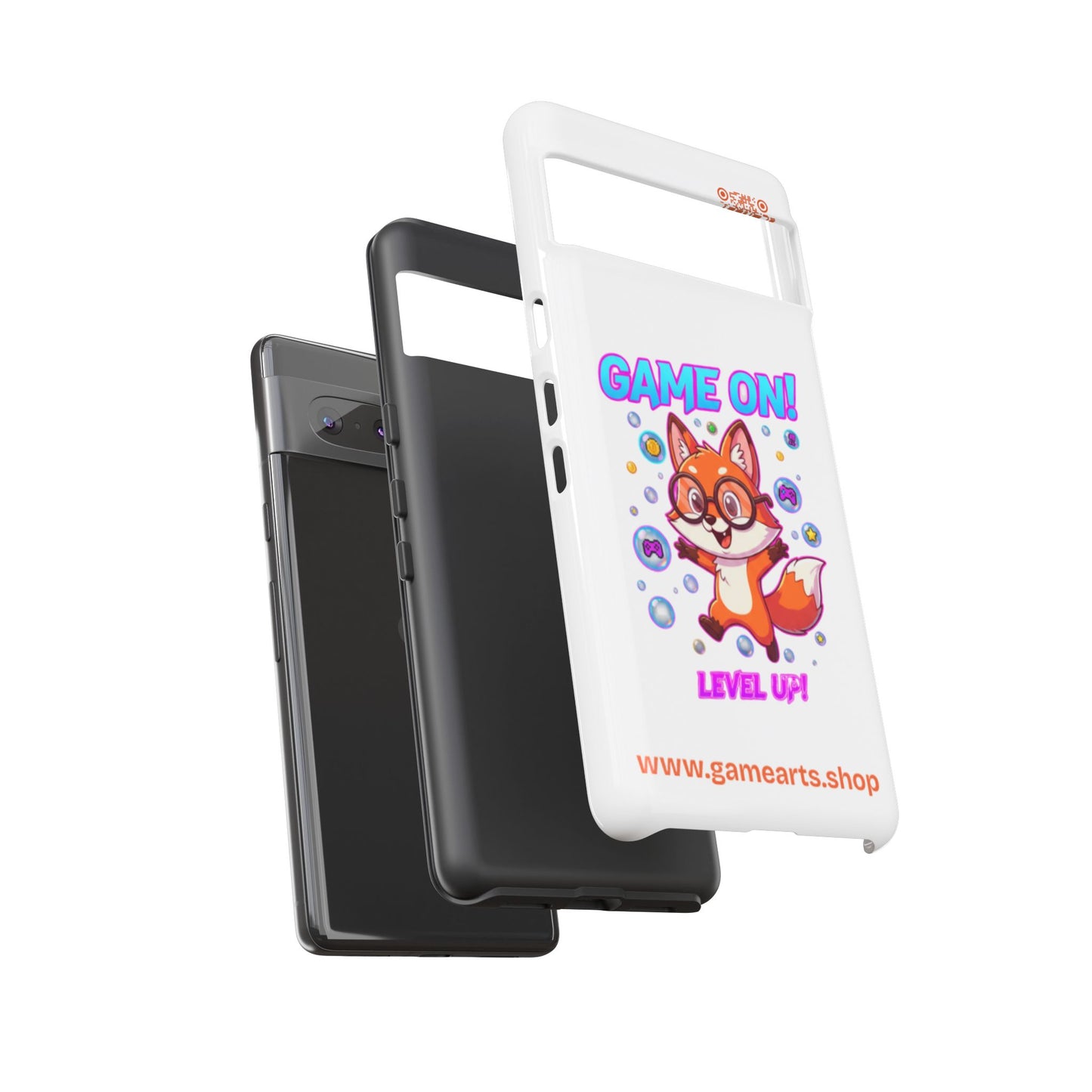 Game On Mobile Case - Cute Fox Design, Gamer Accessories, Phone Cover, Gift for Gamers, Level Up Style