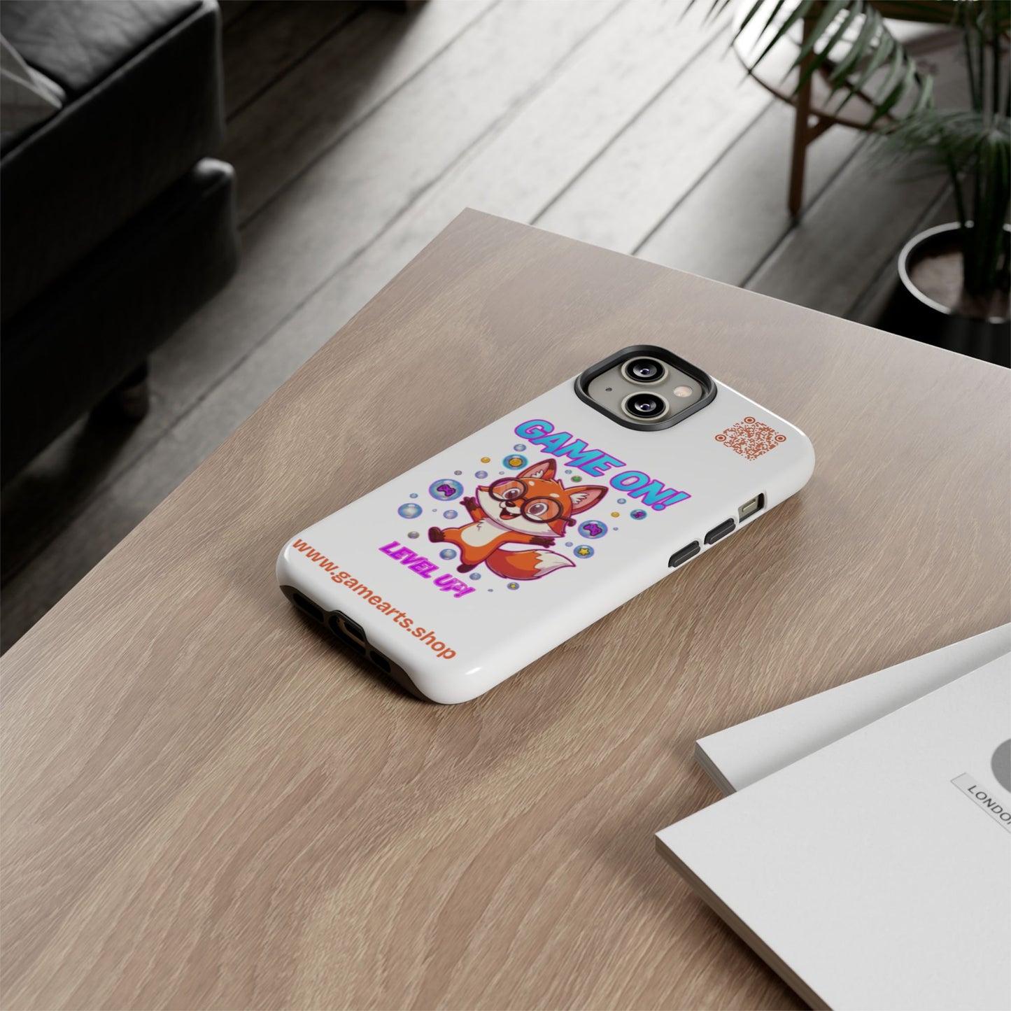 Game On Mobile Case - Cute Fox Design, Gamer Accessories, Phone Cover, Gift for Gamers, Level Up Style