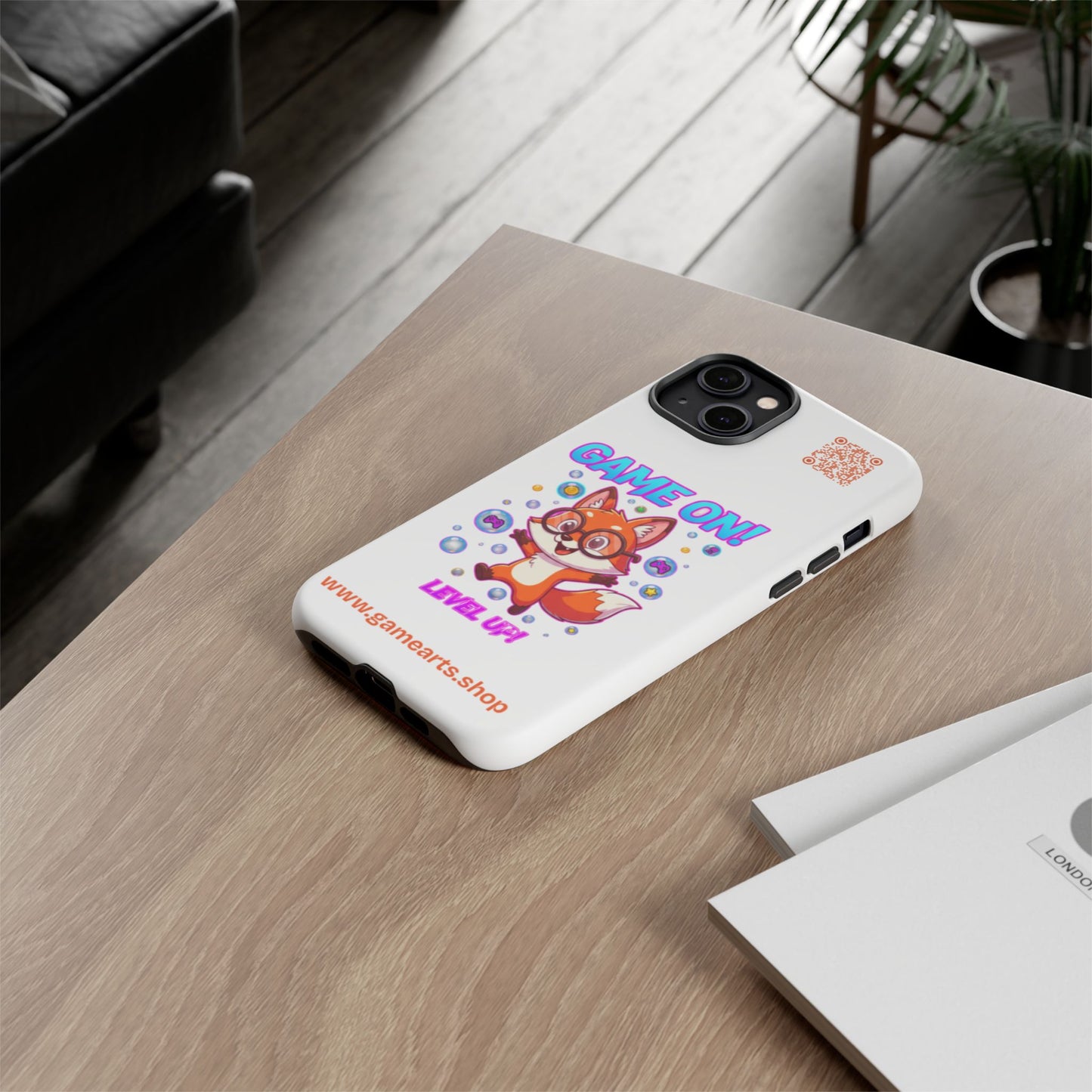 Game On Mobile Case - Cute Fox Design, Gamer Accessories, Phone Cover, Gift for Gamers, Level Up Style