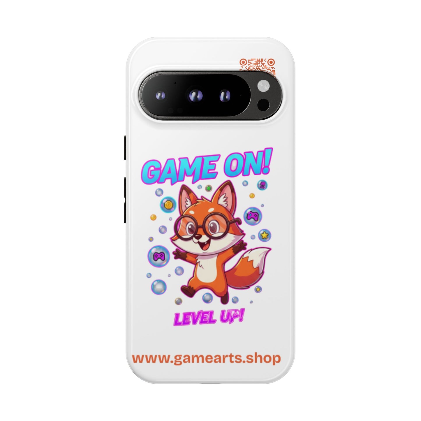 Game On Mobile Case - Cute Fox Design, Gamer Accessories, Phone Cover, Gift for Gamers, Level Up Style