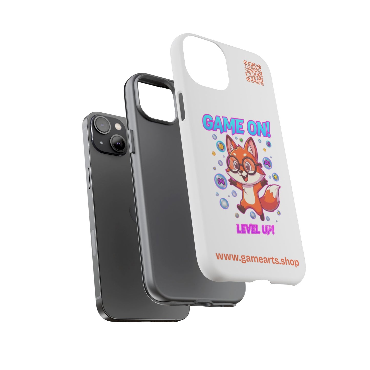 Game On Mobile Case - Cute Fox Design, Gamer Accessories, Phone Cover, Gift for Gamers, Level Up Style
