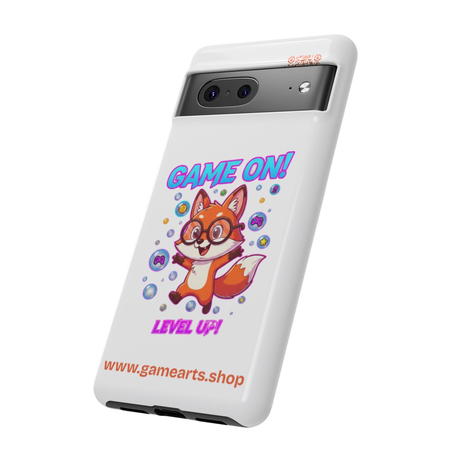 Game On Mobile Case - Cute Fox Design, Gamer Accessories, Phone Cover, Gift for Gamers, Level Up Style
