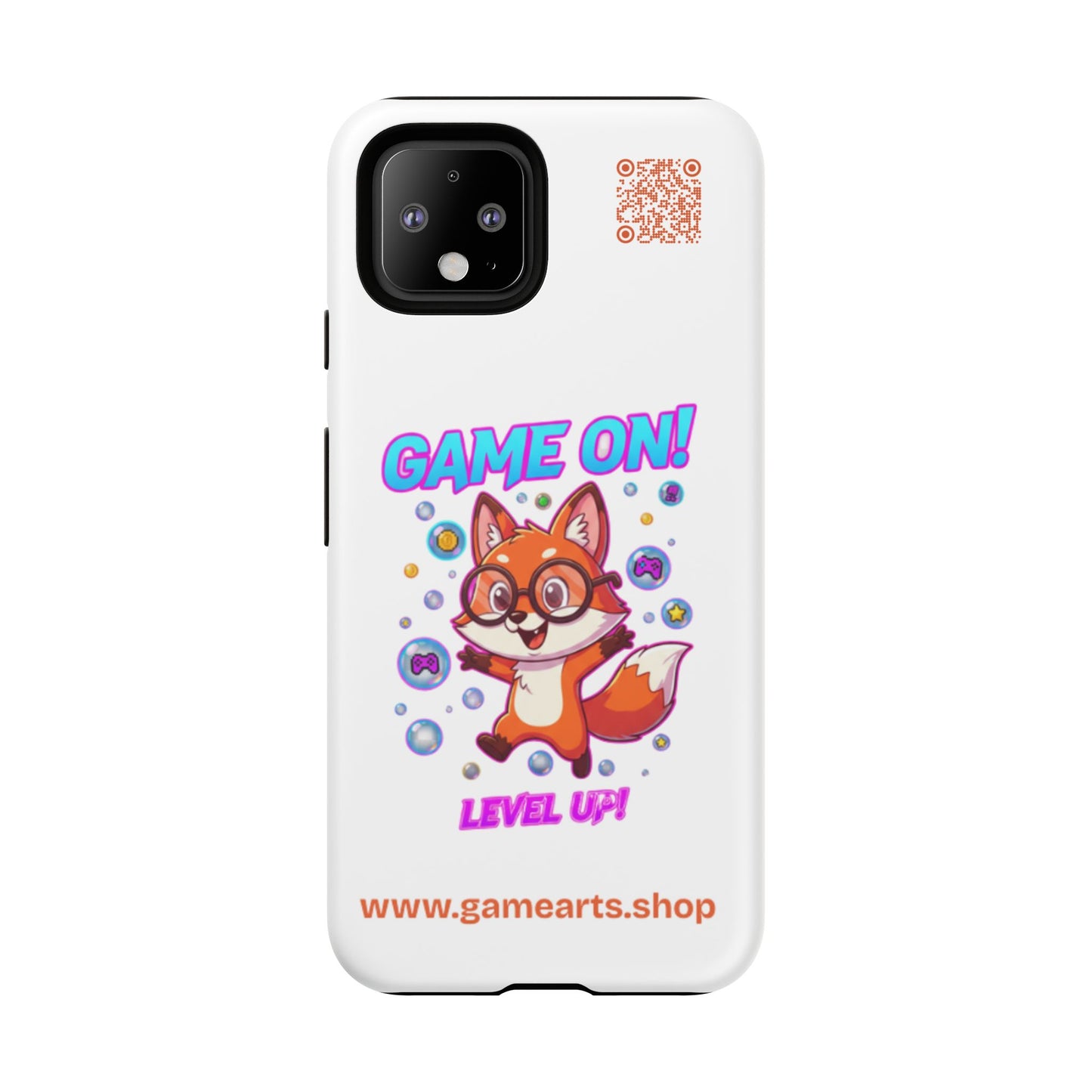 Game On Mobile Case - Cute Fox Design, Gamer Accessories, Phone Cover, Gift for Gamers, Level Up Style