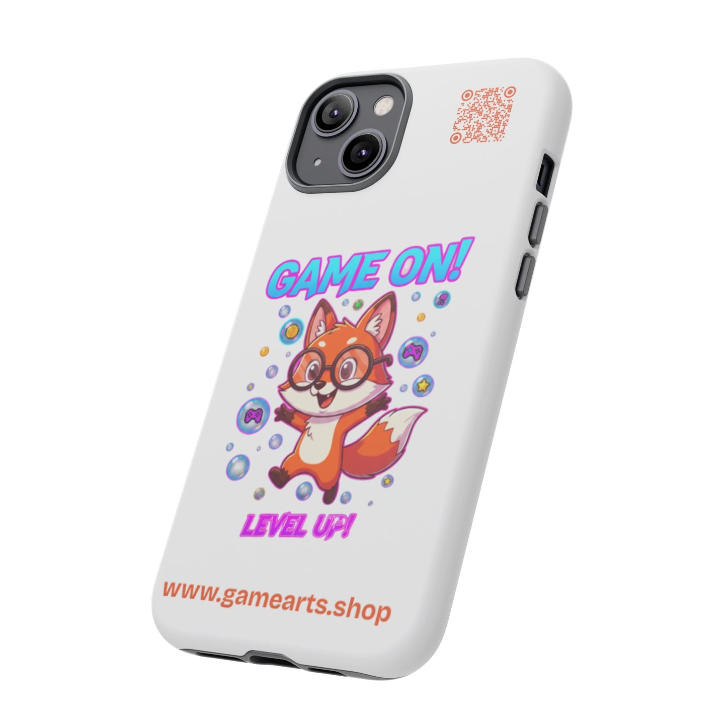 Game On Mobile Case - Cute Fox Design, Gamer Accessories, Phone Cover, Gift for Gamers, Level Up Style
