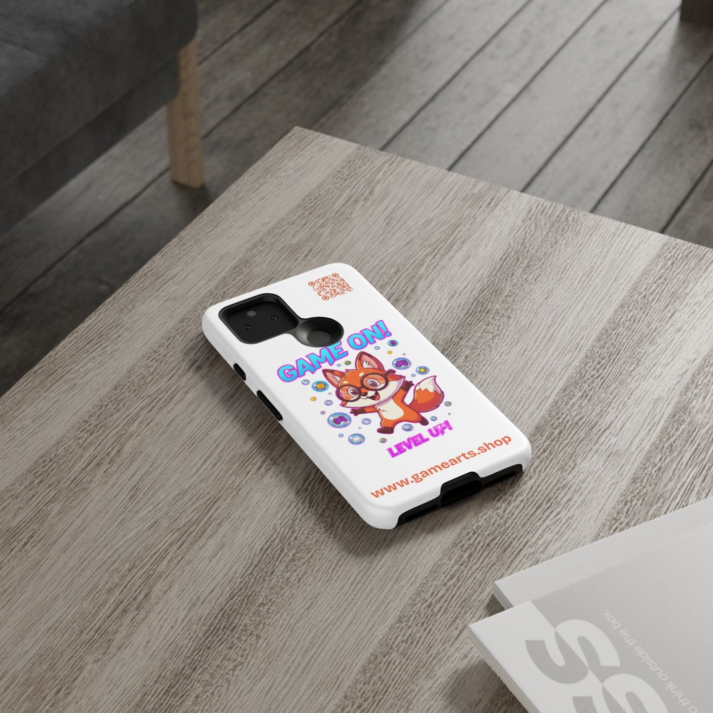 Game On Mobile Case - Cute Fox Design, Gamer Accessories, Phone Cover, Gift for Gamers, Level Up Style