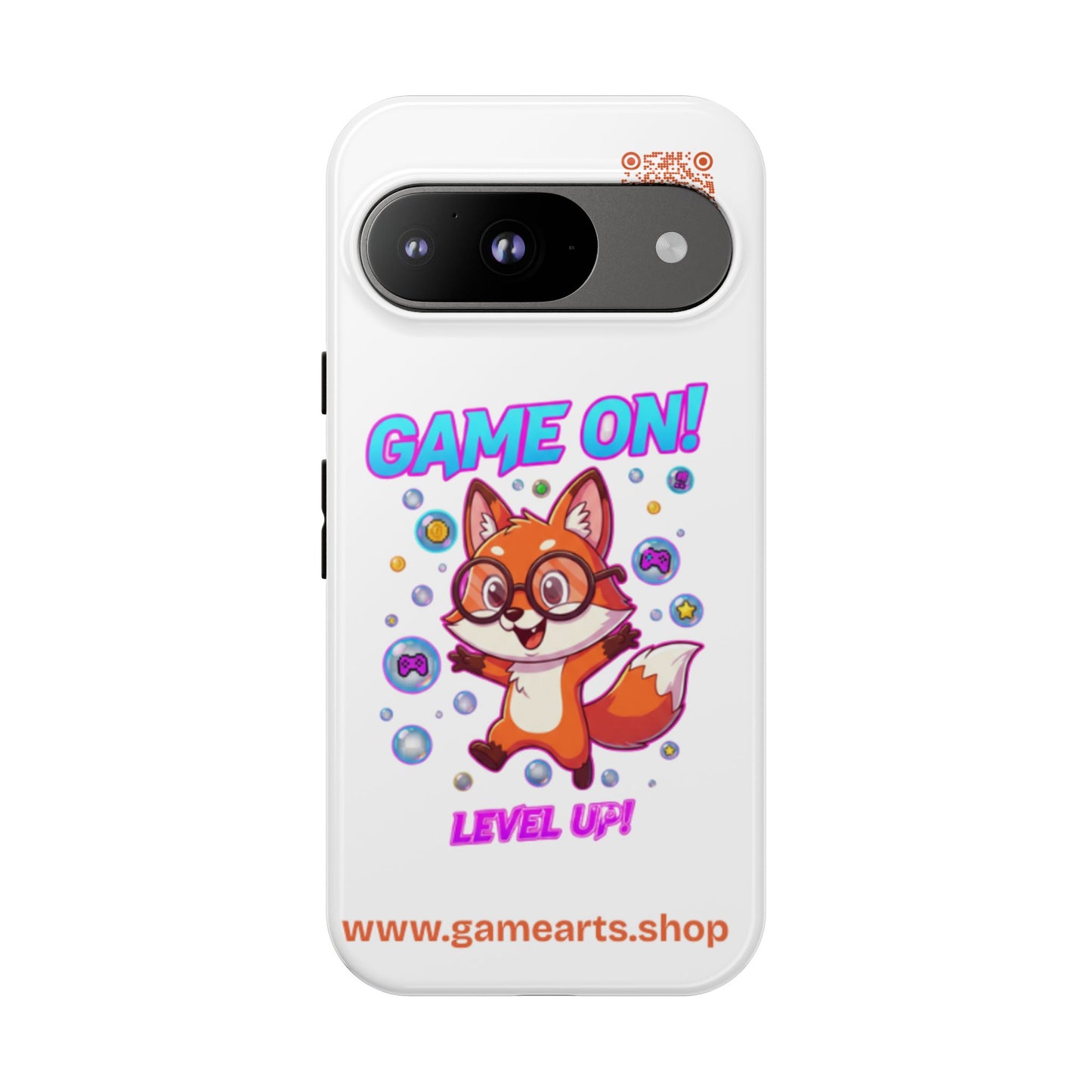 Game On Mobile Case - Cute Fox Design, Gamer Accessories, Phone Cover, Gift for Gamers, Level Up Style