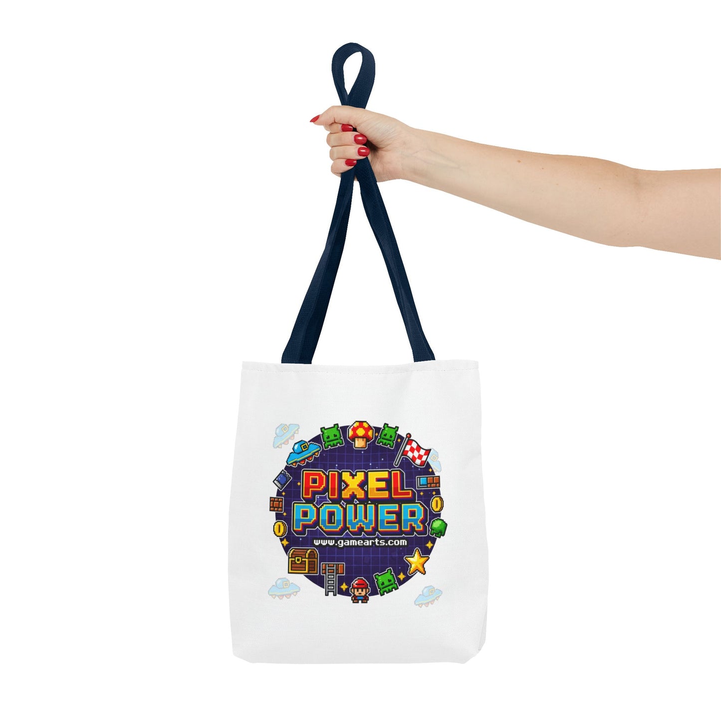 Gaming Tote Bag - Pixel Power Design, Gamer Gift, Eco-Friendly Shopping, Stylish Carryall, Fun Everyday Use