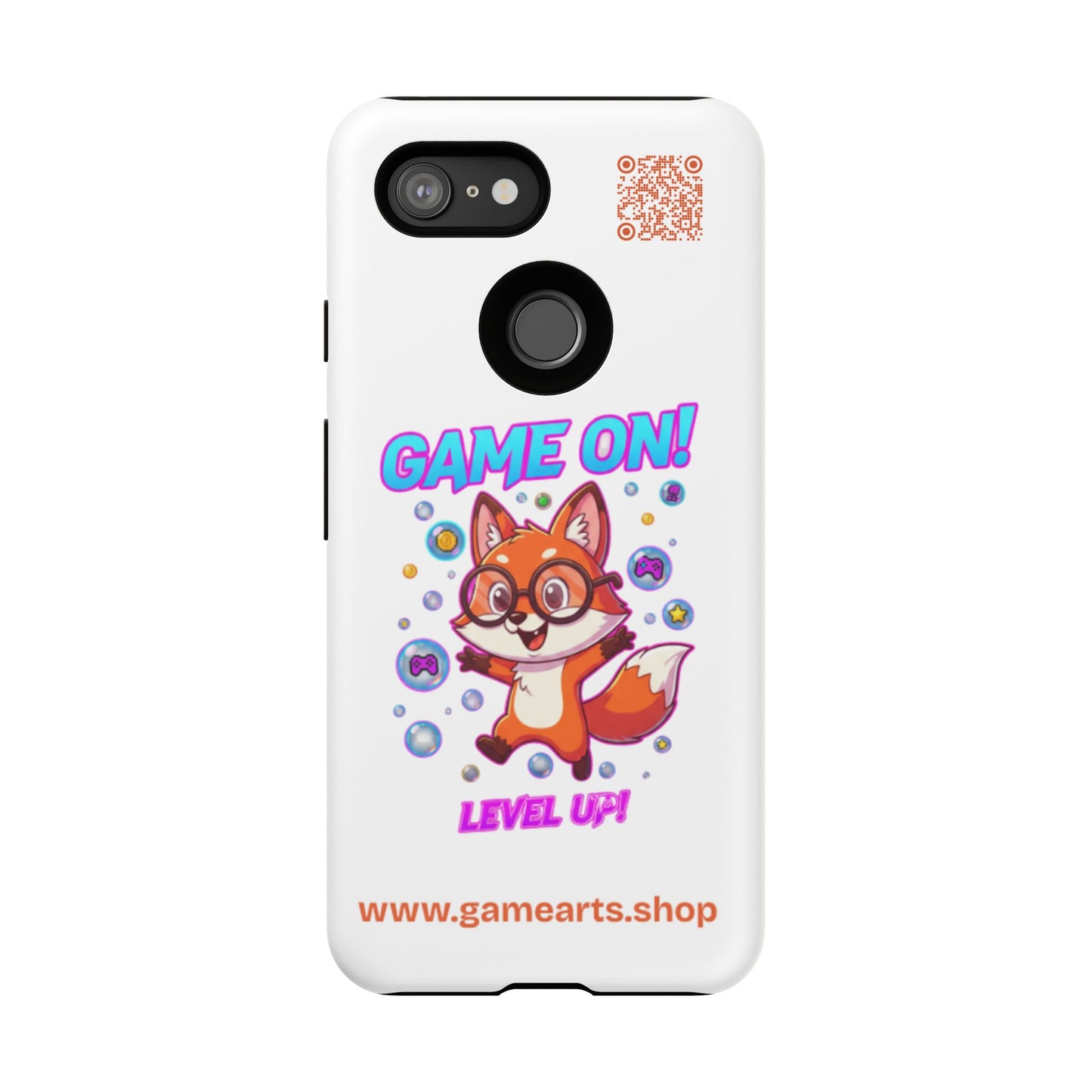 Game On Mobile Case - Cute Fox Design, Gamer Accessories, Phone Cover, Gift for Gamers, Level Up Style