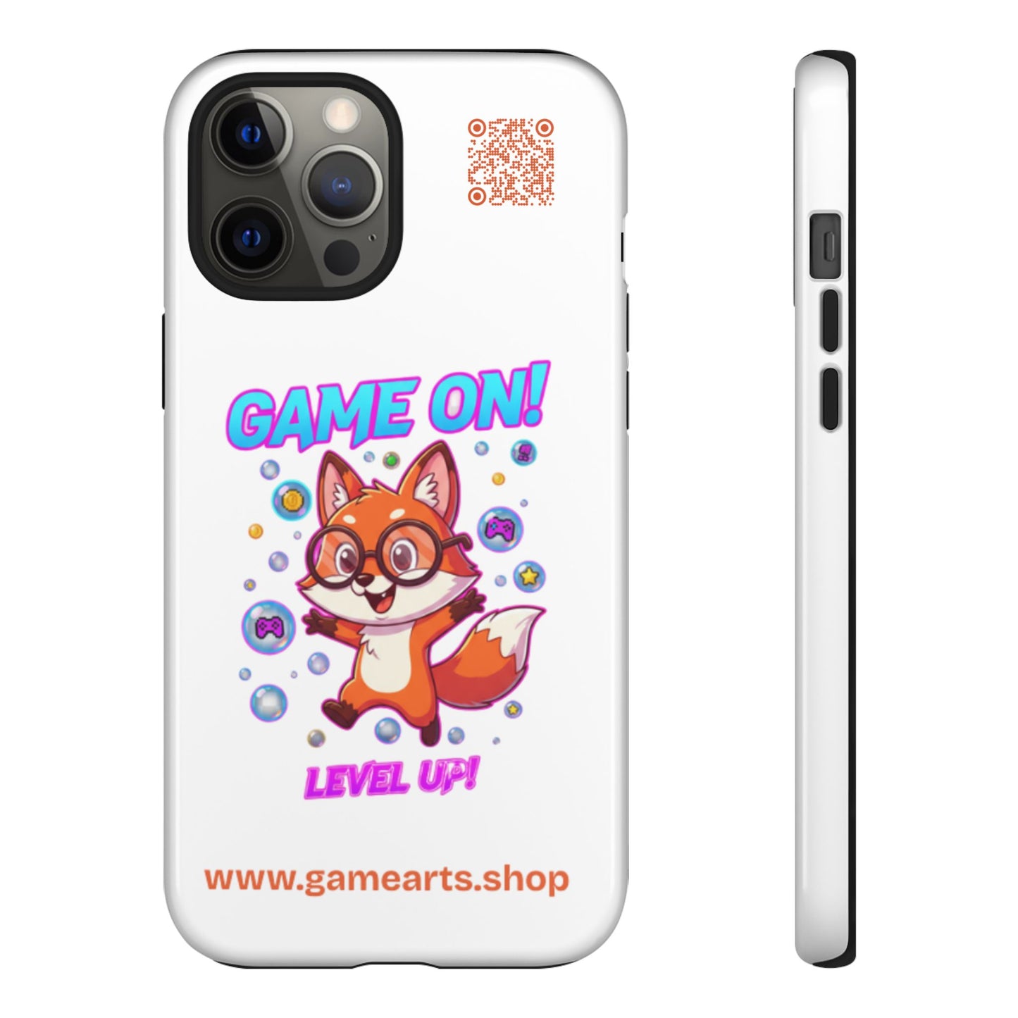 Game On Mobile Case - Cute Fox Design, Gamer Accessories, Phone Cover, Gift for Gamers, Level Up Style