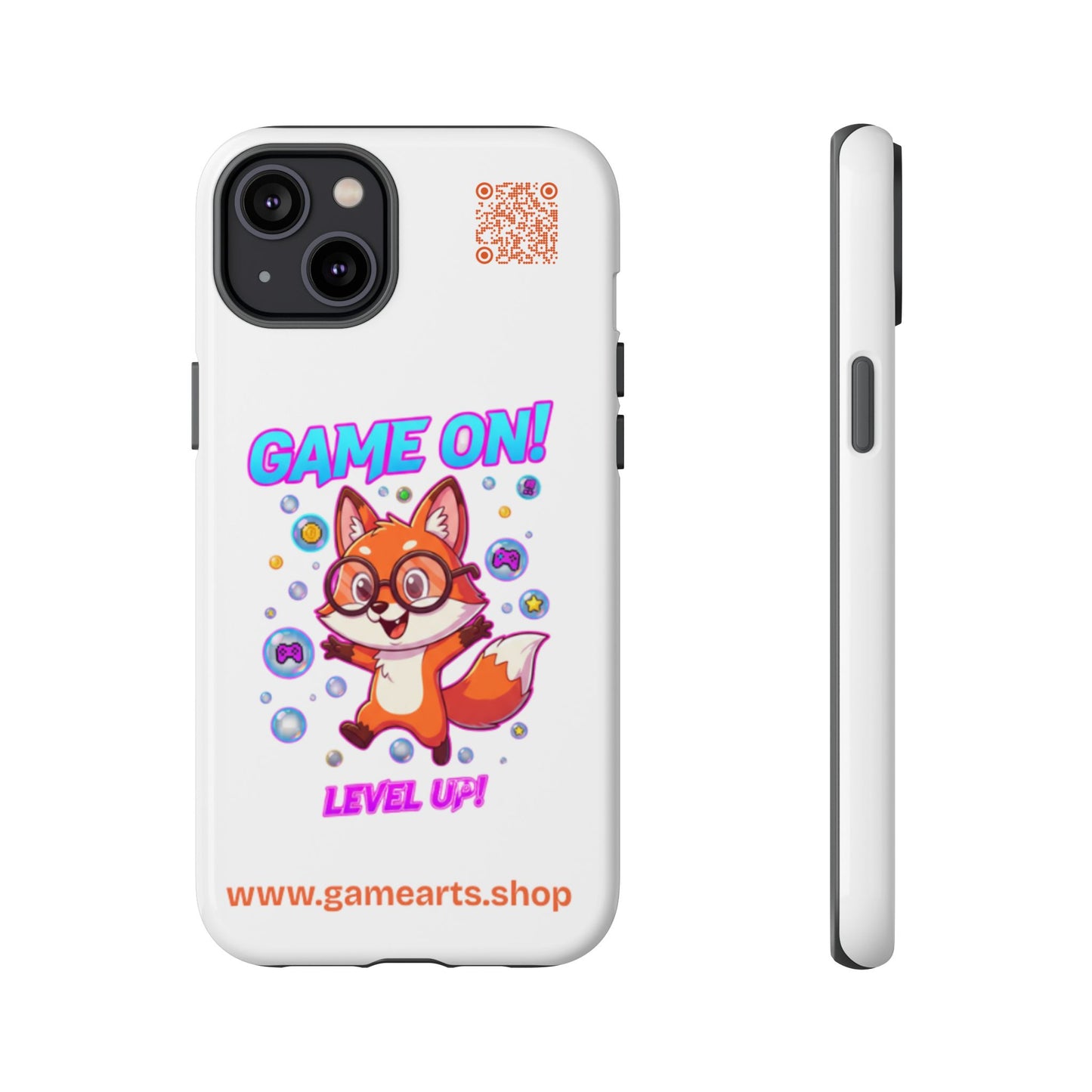 Game On Mobile Case - Cute Fox Design, Gamer Accessories, Phone Cover, Gift for Gamers, Level Up Style