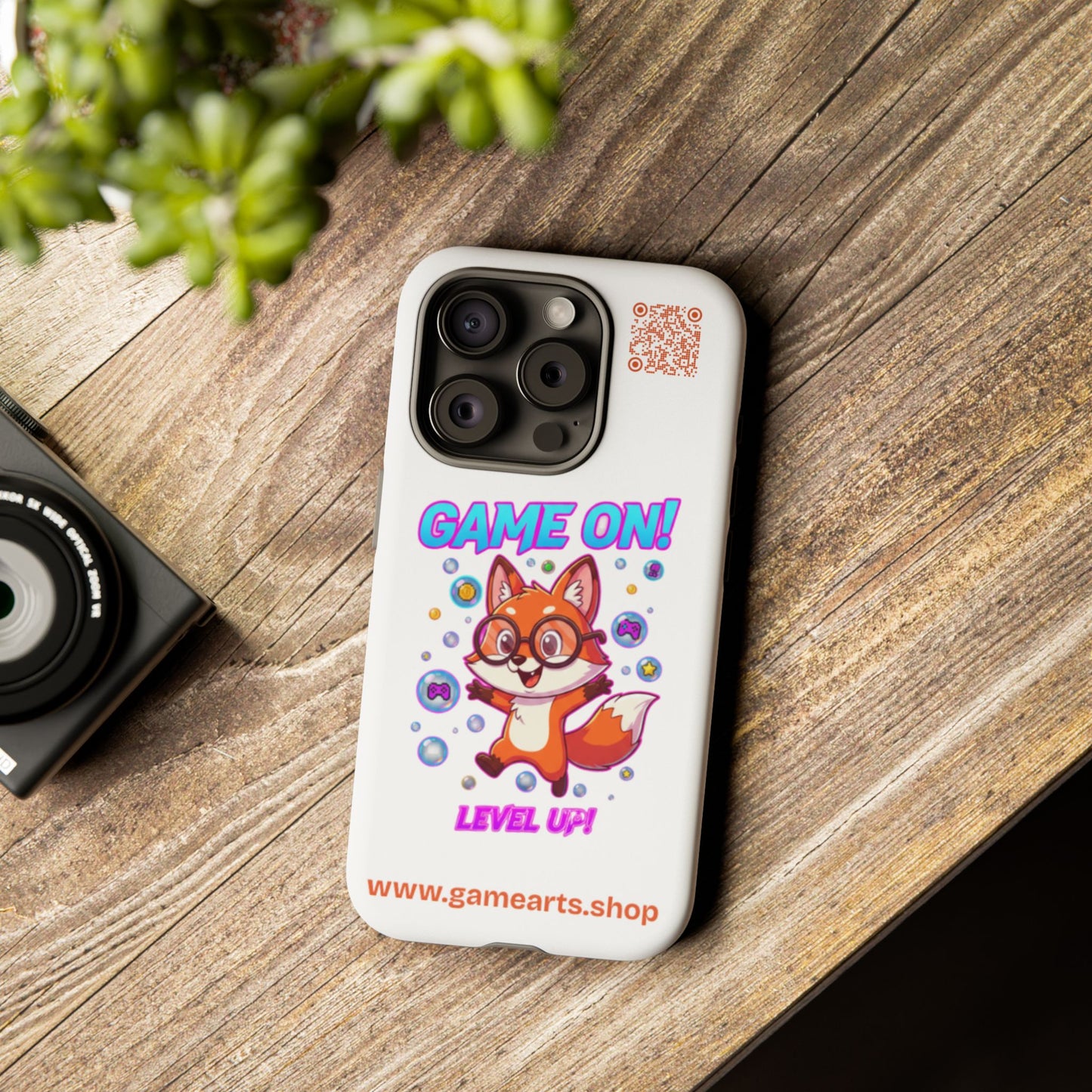 Game On Mobile Case - Cute Fox Design, Gamer Accessories, Phone Cover, Gift for Gamers, Level Up Style