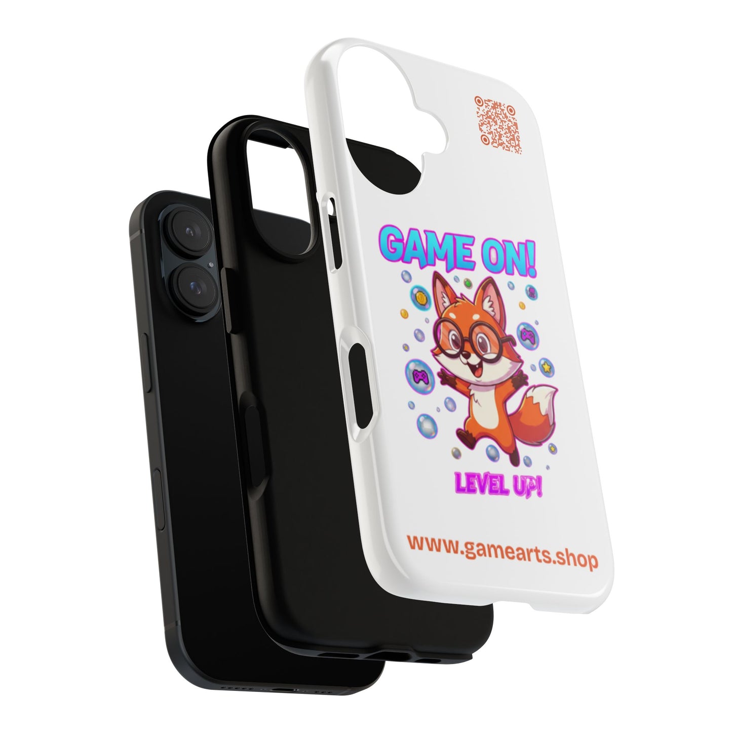 Game On Mobile Case - Cute Fox Design, Gamer Accessories, Phone Cover, Gift for Gamers, Level Up Style