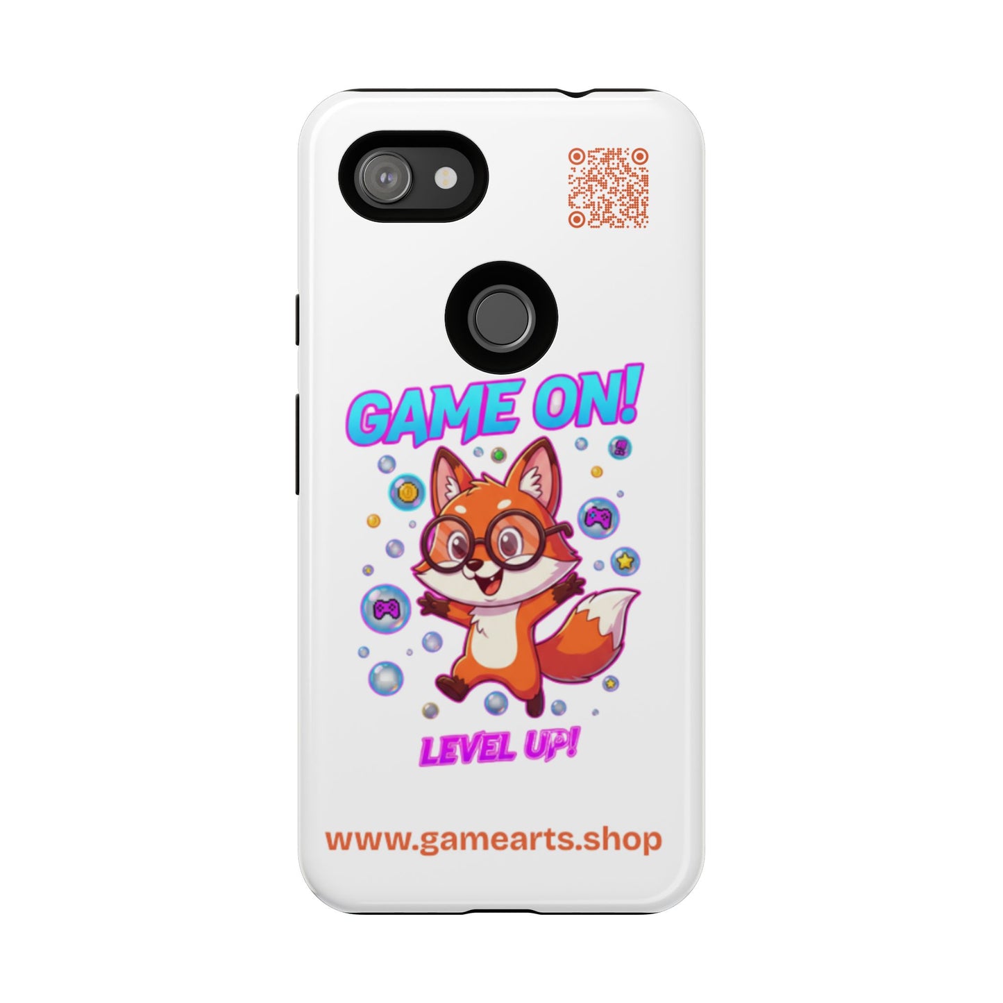 Game On Mobile Case - Cute Fox Design, Gamer Accessories, Phone Cover, Gift for Gamers, Level Up Style