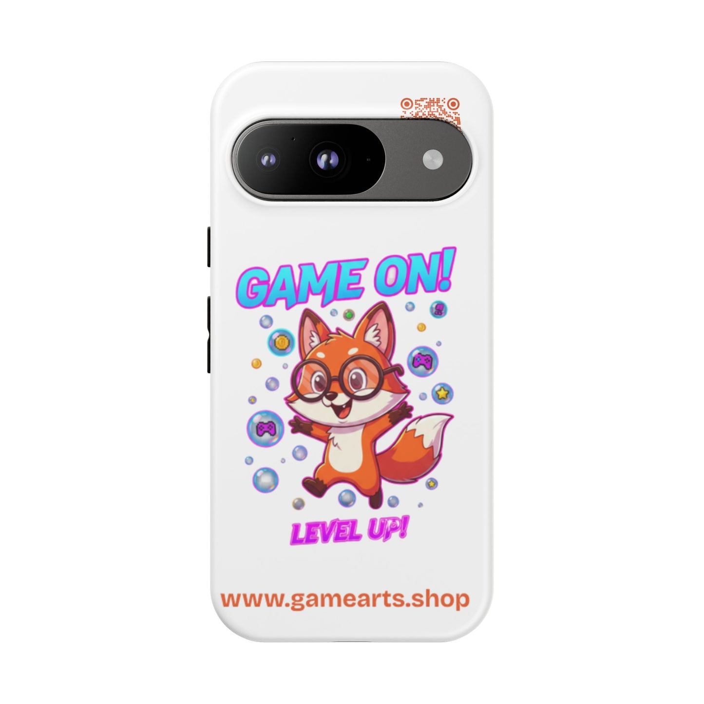 Game On Mobile Case - Cute Fox Design, Gamer Accessories, Phone Cover, Gift for Gamers, Level Up Style