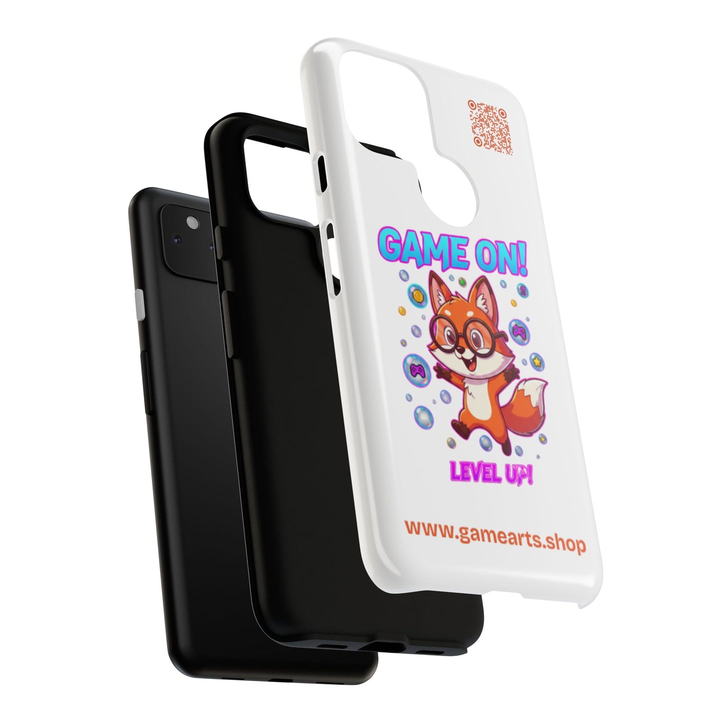 Game On Mobile Case - Cute Fox Design, Gamer Accessories, Phone Cover, Gift for Gamers, Level Up Style