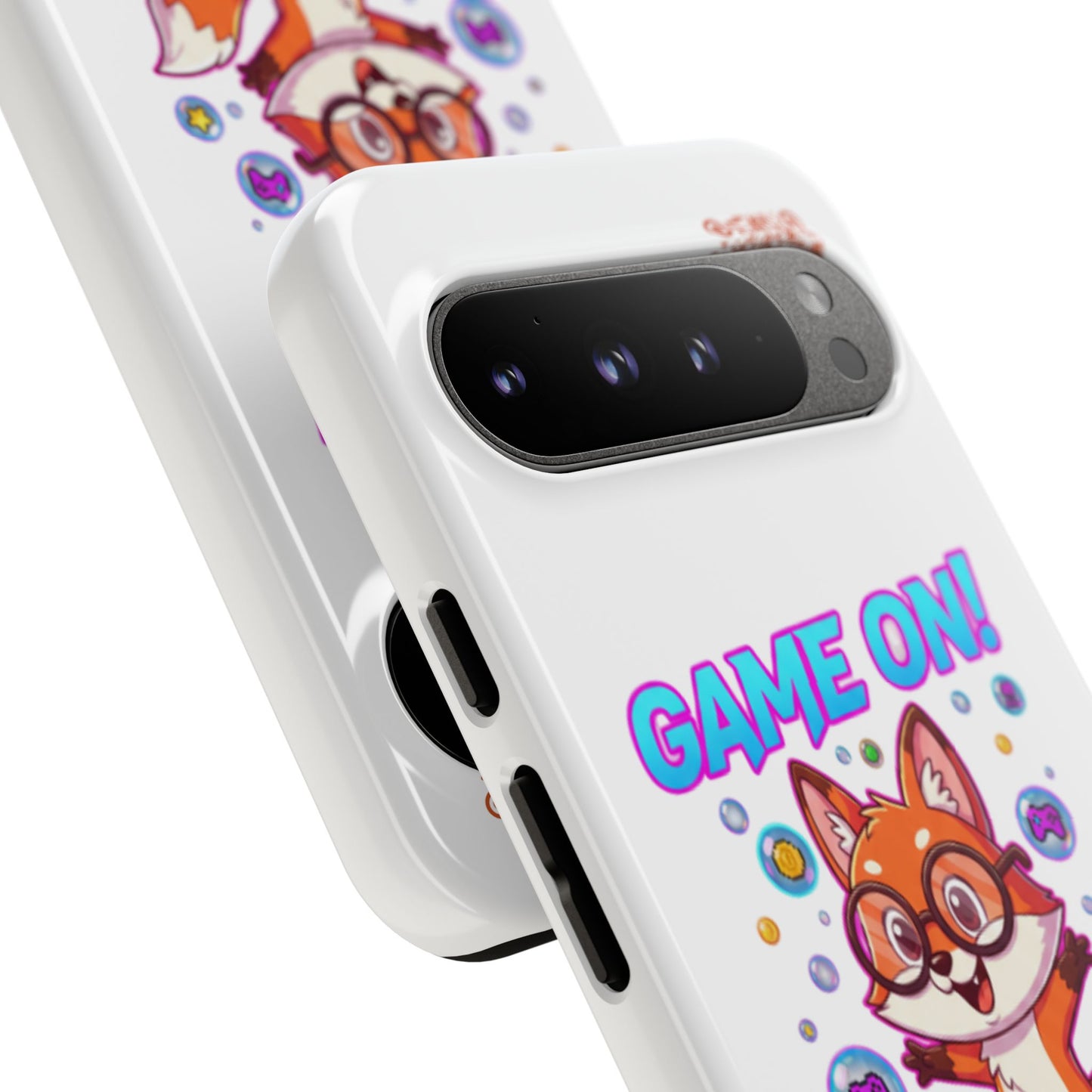 Game On Mobile Case - Cute Fox Design, Gamer Accessories, Phone Cover, Gift for Gamers, Level Up Style