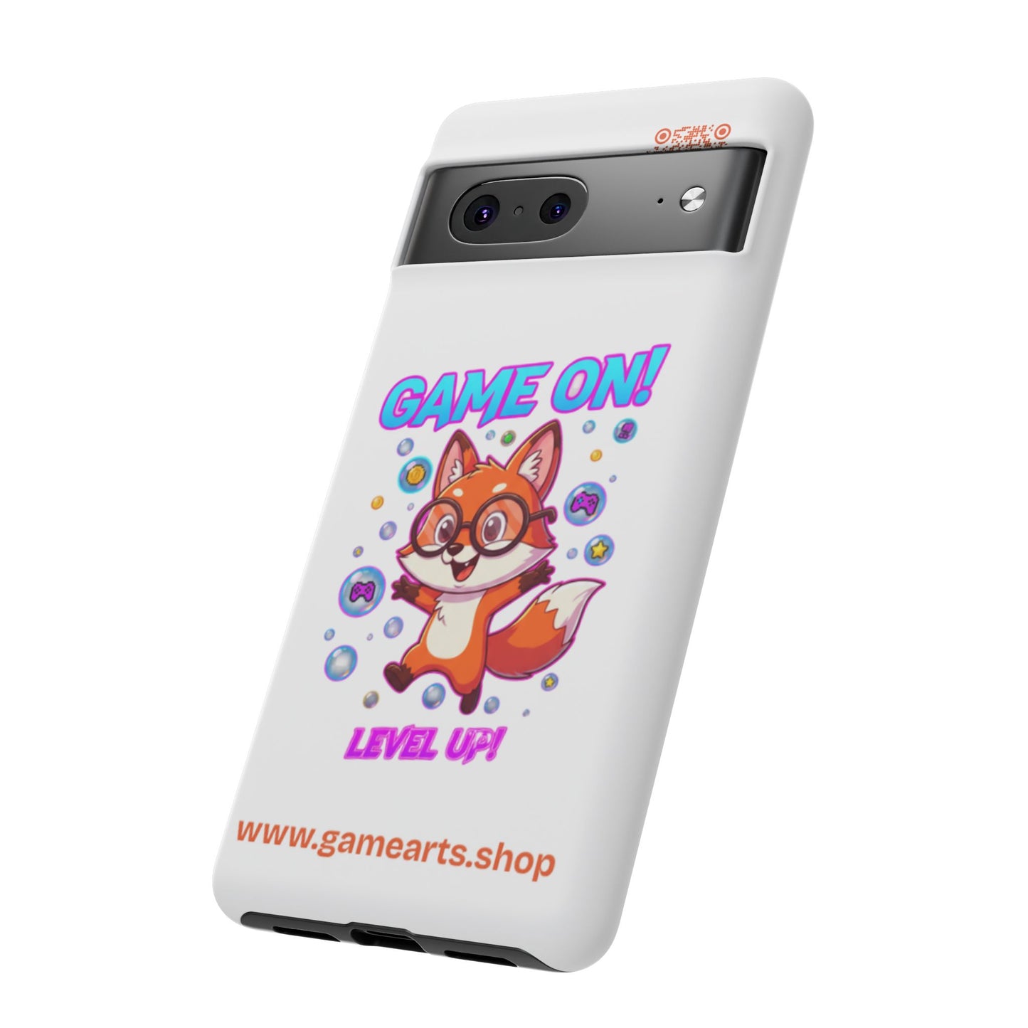 Game On Mobile Case - Cute Fox Design, Gamer Accessories, Phone Cover, Gift for Gamers, Level Up Style