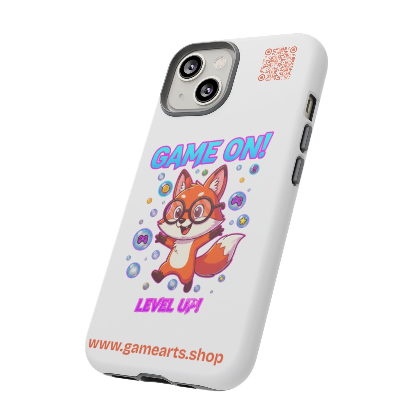 Game On Mobile Case - Cute Fox Design, Gamer Accessories, Phone Cover, Gift for Gamers, Level Up Style