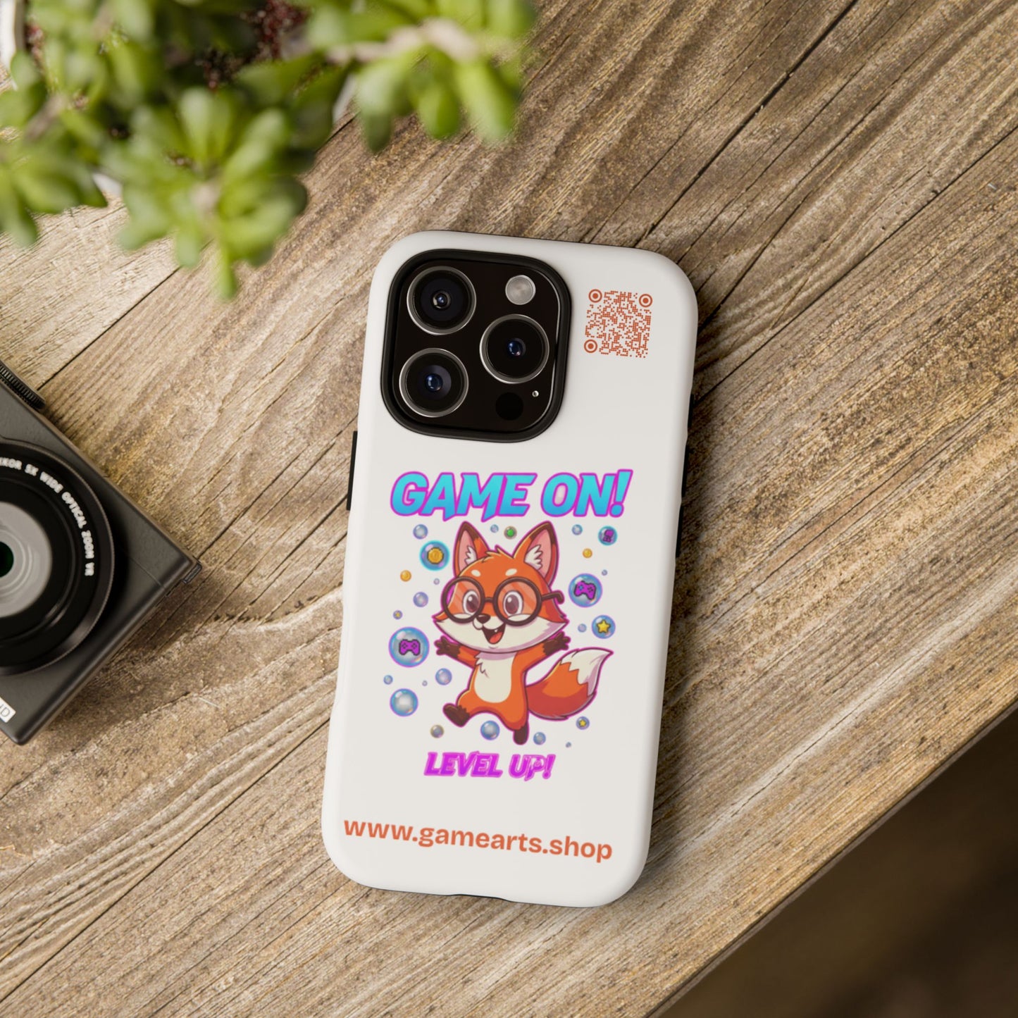 Game On Mobile Case - Cute Fox Design, Gamer Accessories, Phone Cover, Gift for Gamers, Level Up Style