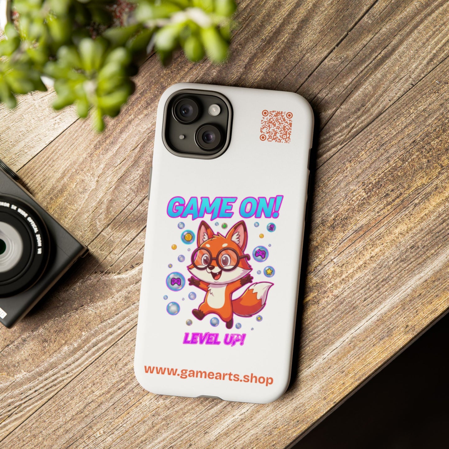 Game On Mobile Case - Cute Fox Design, Gamer Accessories, Phone Cover, Gift for Gamers, Level Up Style