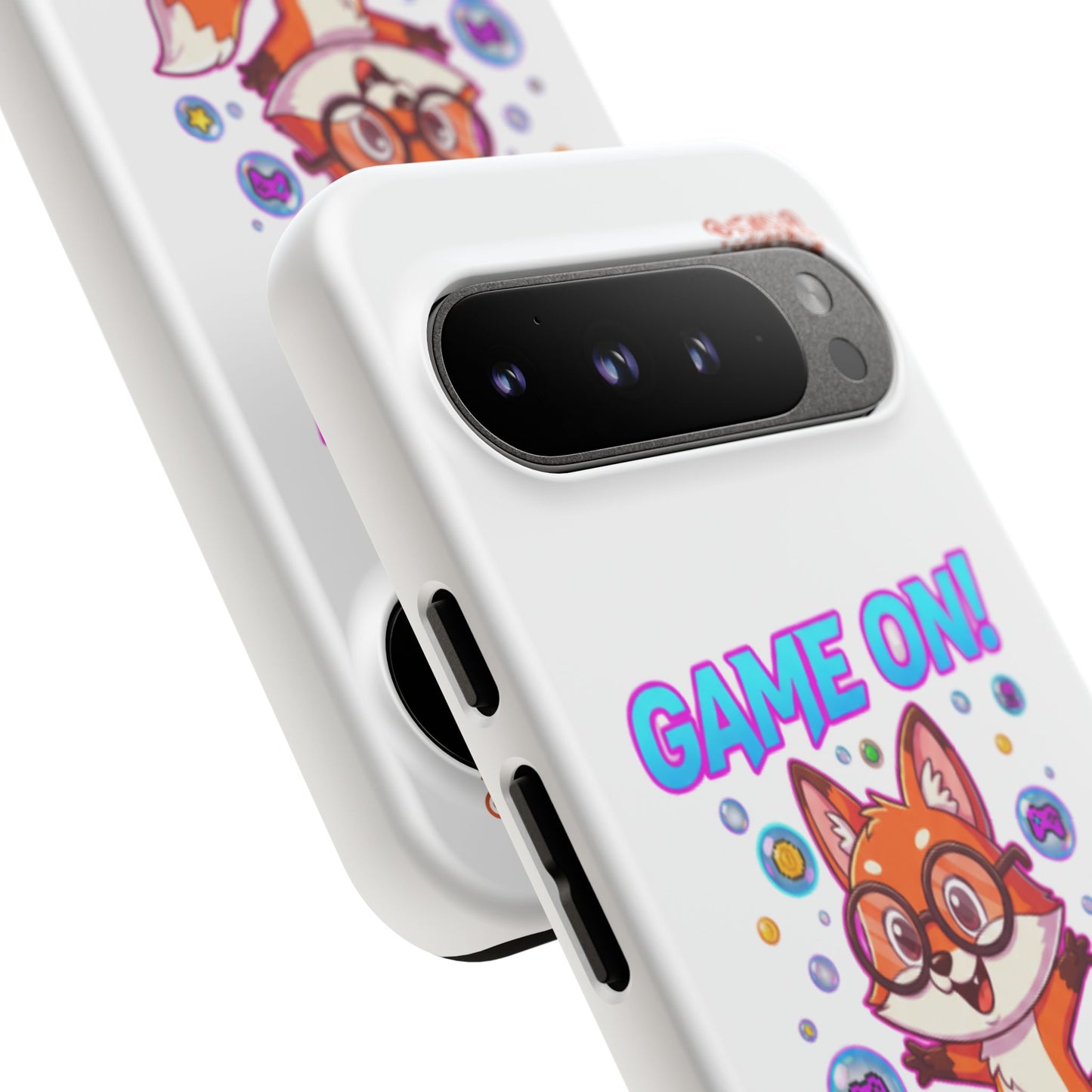 Game On Mobile Case - Cute Fox Design, Gamer Accessories, Phone Cover, Gift for Gamers, Level Up Style