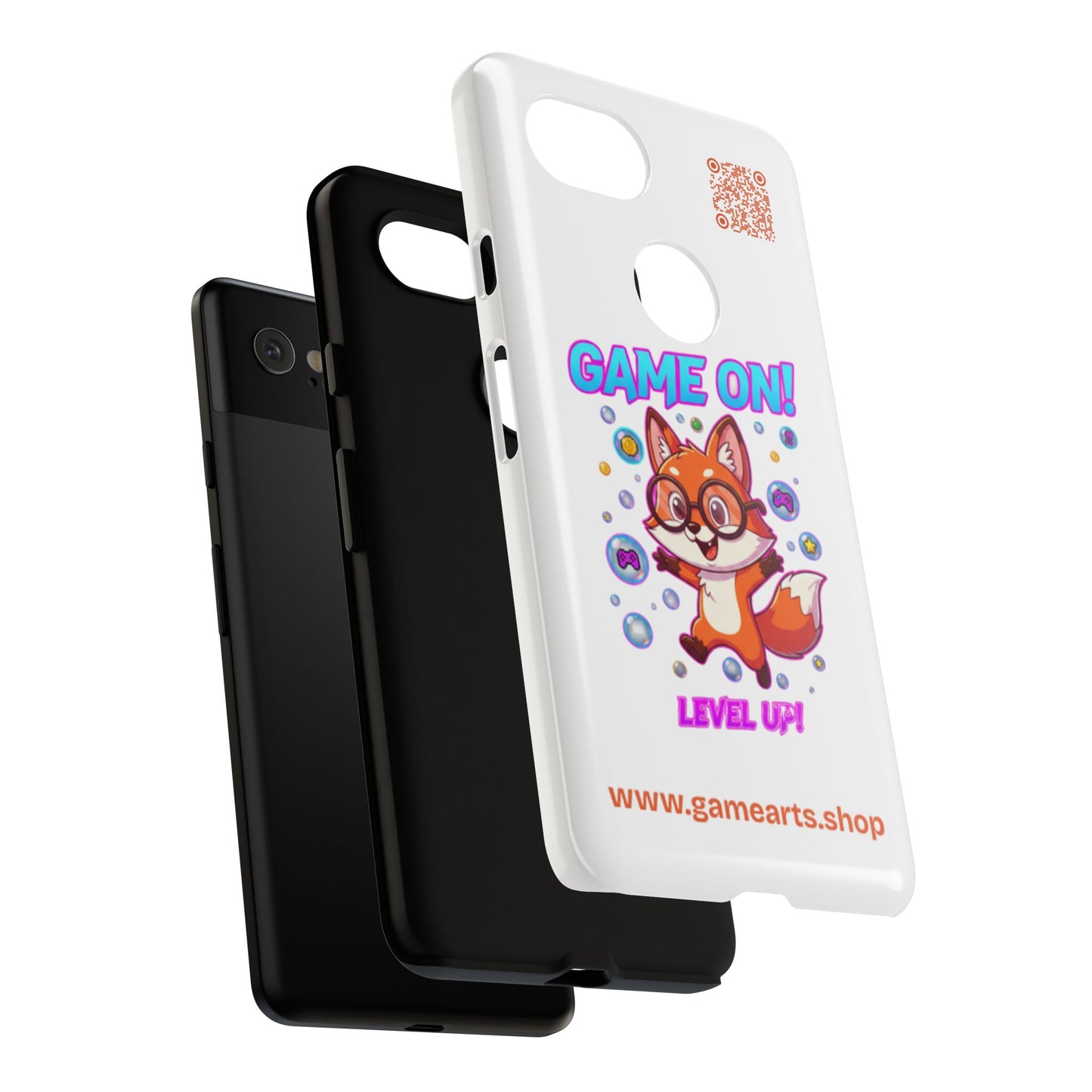 Game On Mobile Case - Cute Fox Design, Gamer Accessories, Phone Cover, Gift for Gamers, Level Up Style
