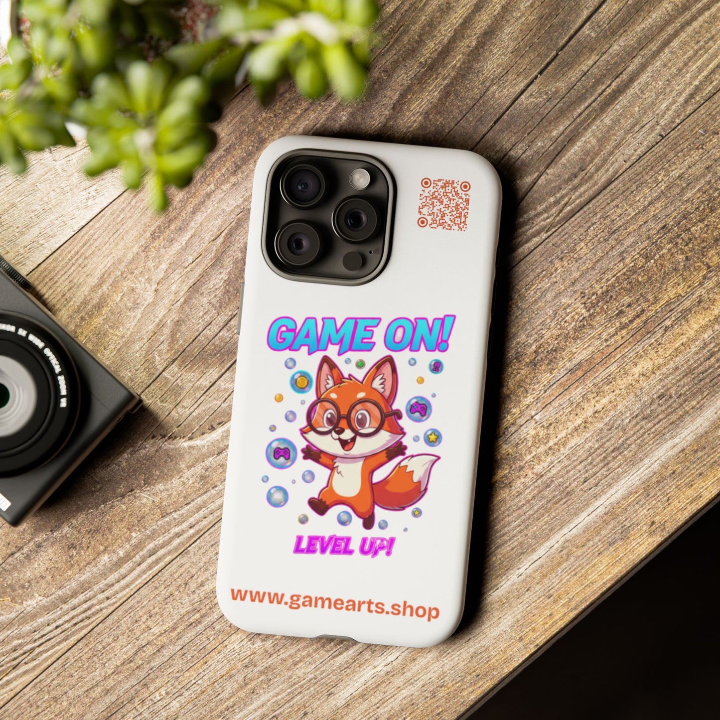 Game On Mobile Case - Cute Fox Design, Gamer Accessories, Phone Cover, Gift for Gamers, Level Up Style