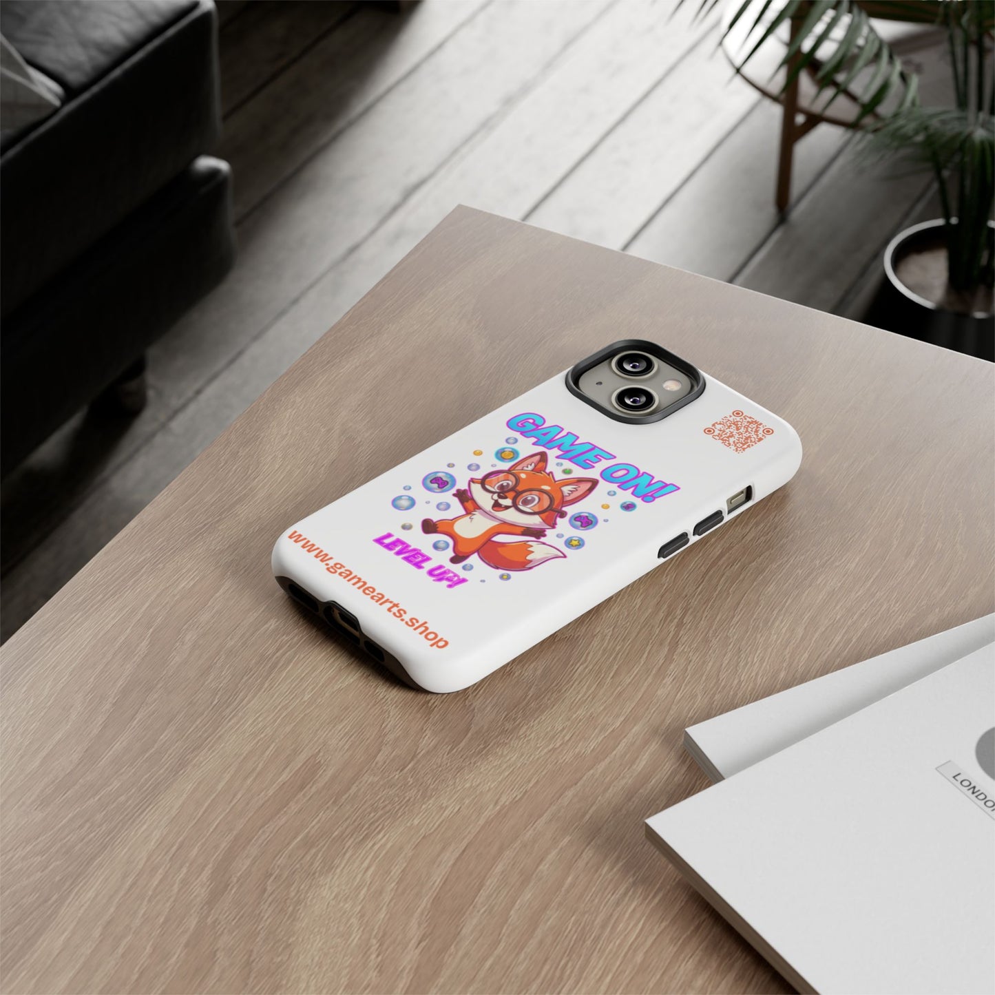 Game On Mobile Case - Cute Fox Design, Gamer Accessories, Phone Cover, Gift for Gamers, Level Up Style