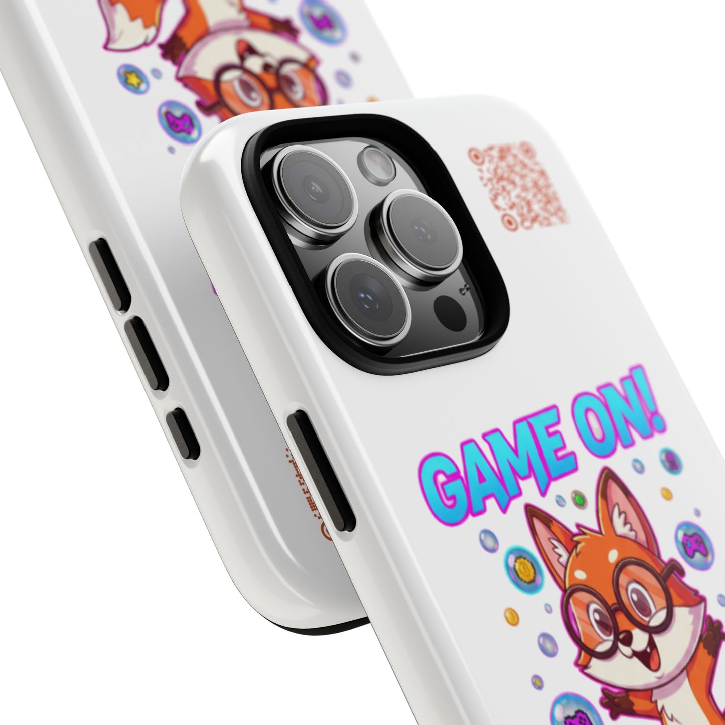 Game On Mobile Case - Cute Fox Design, Gamer Accessories, Phone Cover, Gift for Gamers, Level Up Style