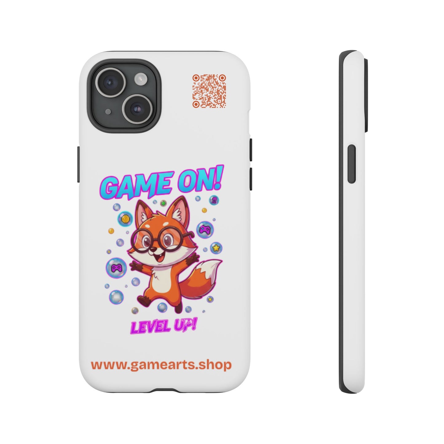 Game On Mobile Case - Cute Fox Design, Gamer Accessories, Phone Cover, Gift for Gamers, Level Up Style