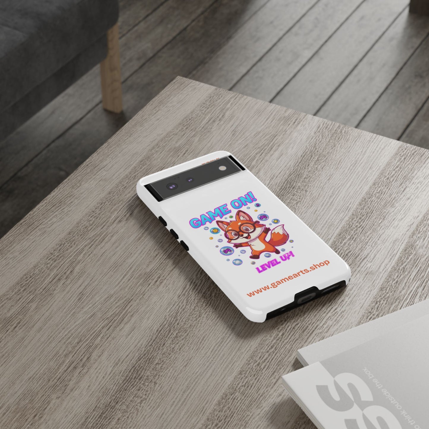 Game On Mobile Case - Cute Fox Design, Gamer Accessories, Phone Cover, Gift for Gamers, Level Up Style
