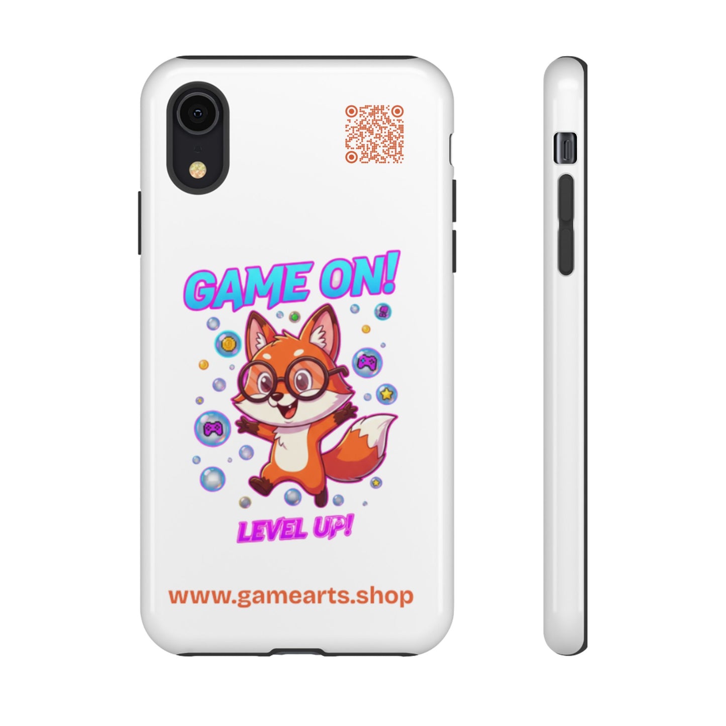 Game On Mobile Case - Cute Fox Design, Gamer Accessories, Phone Cover, Gift for Gamers, Level Up Style