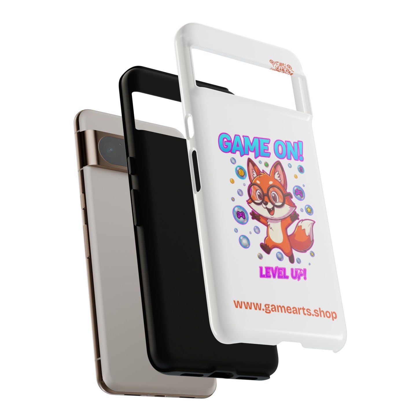 Game On Mobile Case - Cute Fox Design, Gamer Accessories, Phone Cover, Gift for Gamers, Level Up Style