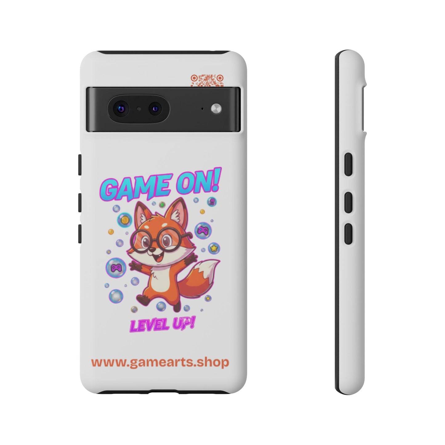 Game On Mobile Case - Cute Fox Design, Gamer Accessories, Phone Cover, Gift for Gamers, Level Up Style