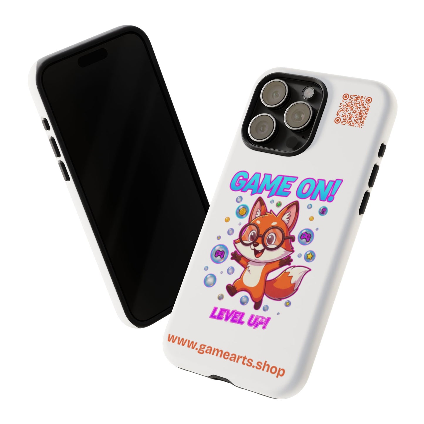 Game On Mobile Case - Cute Fox Design, Gamer Accessories, Phone Cover, Gift for Gamers, Level Up Style