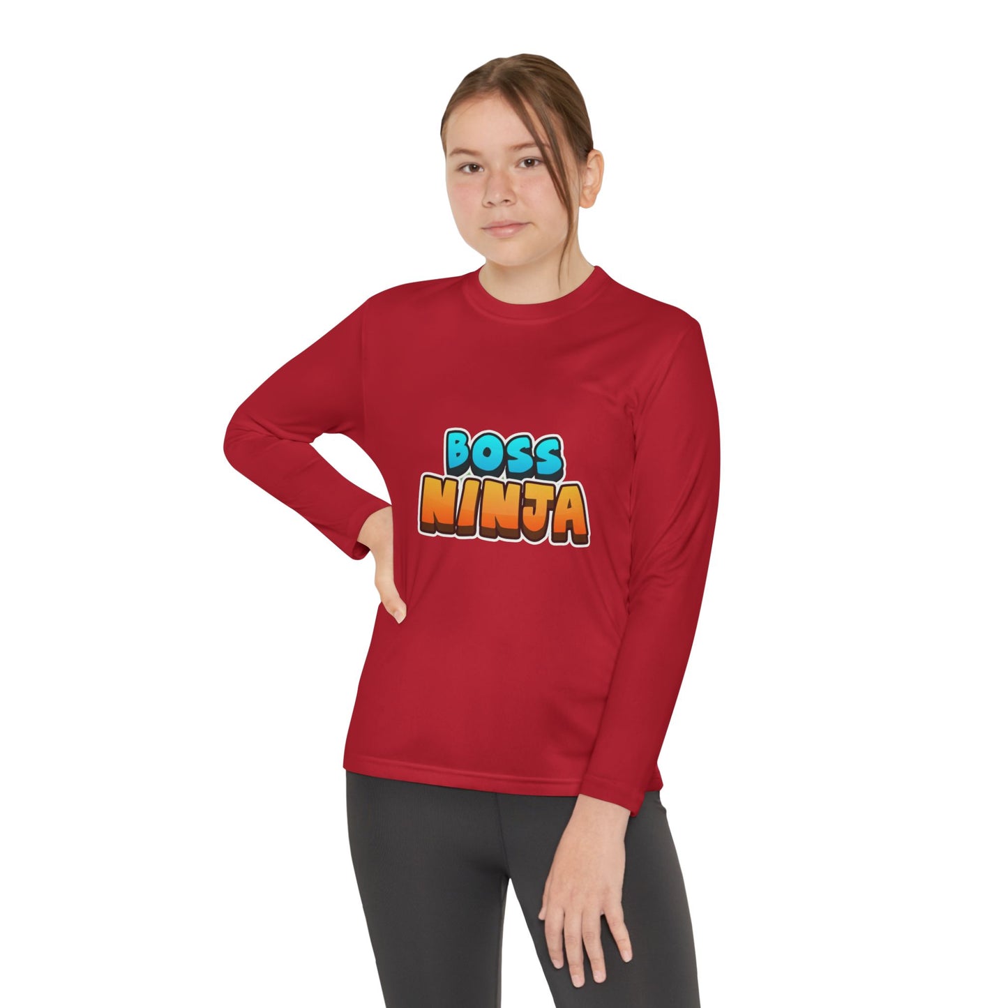 Youth Long Sleeve Boss Ninja Tee, Fun Graphic Shirt for Kids, Perfect for Birthdays, Playdates, School, and Ninja-Themed Parties