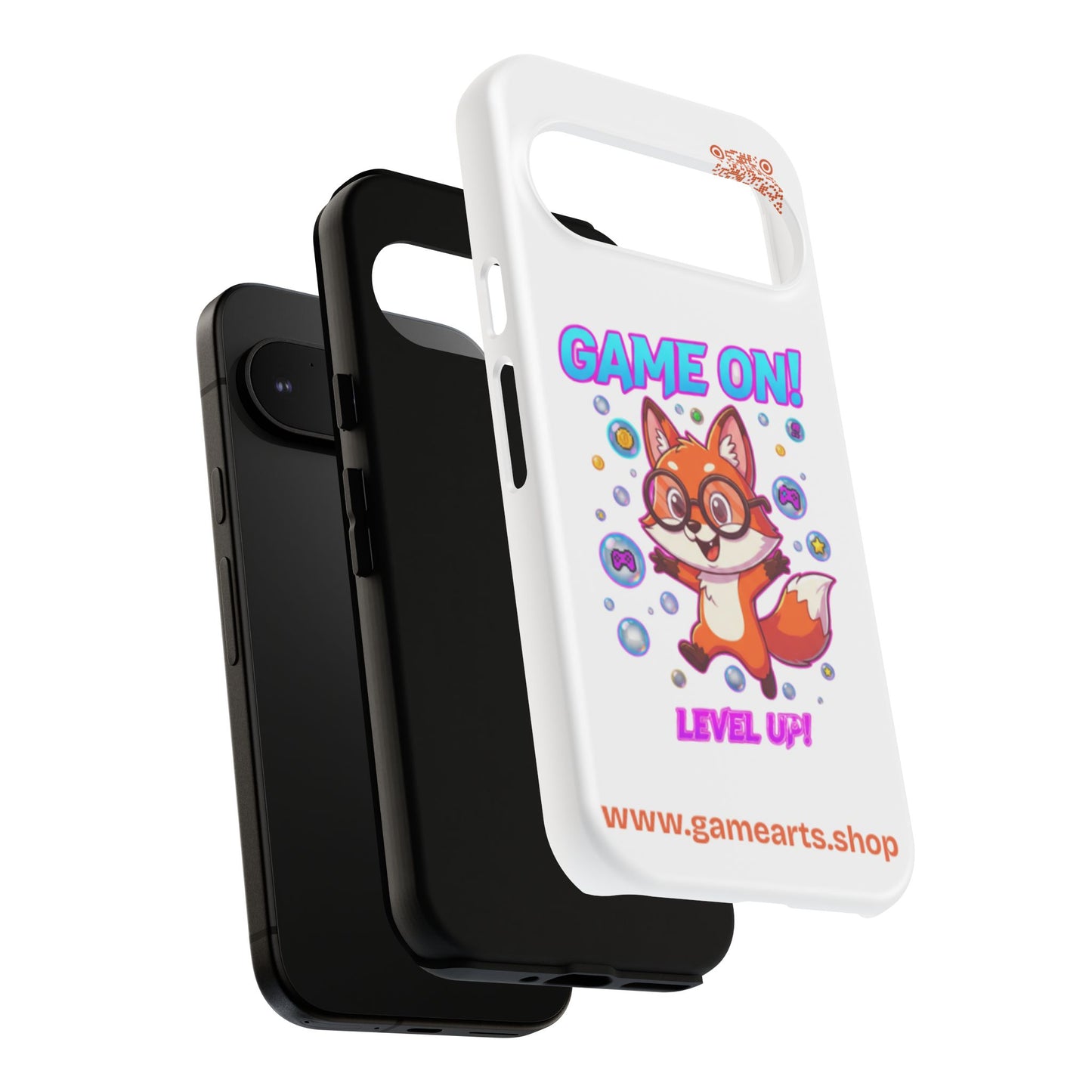 Game On Mobile Case - Cute Fox Design, Gamer Accessories, Phone Cover, Gift for Gamers, Level Up Style