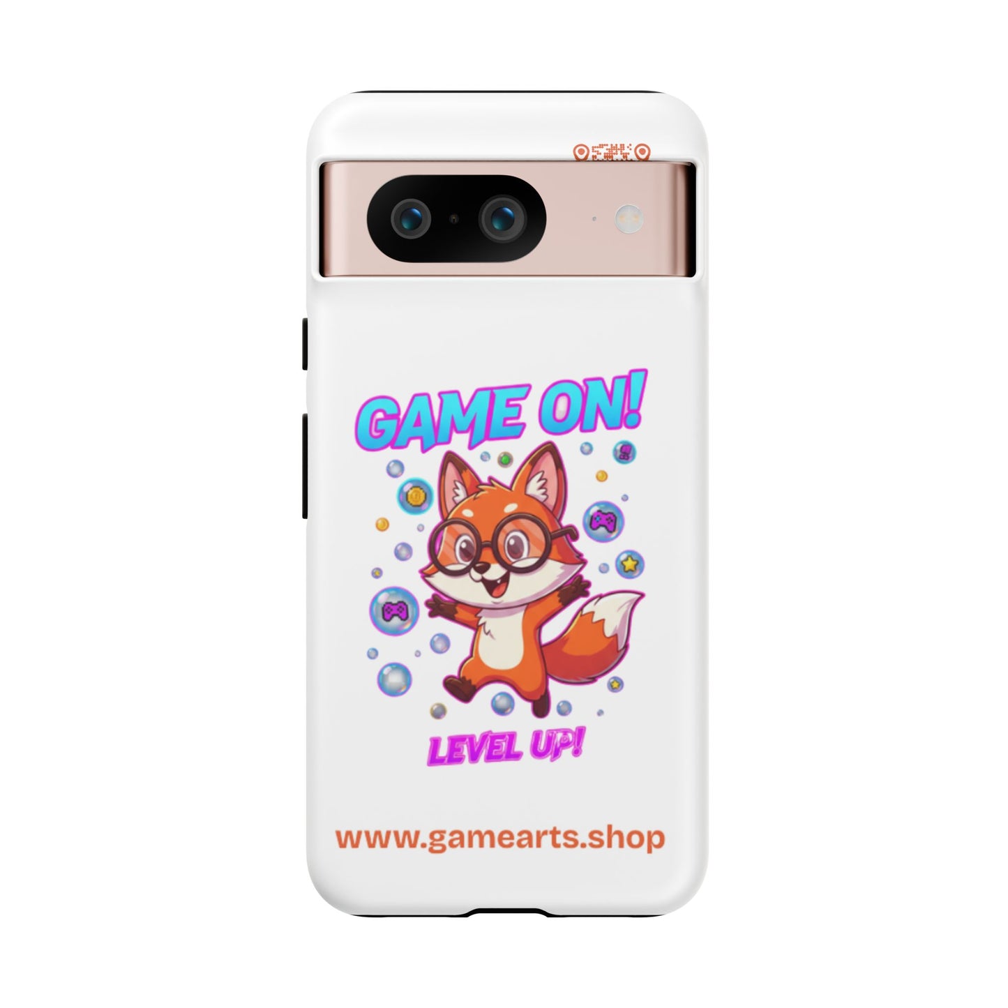 Game On Mobile Case - Cute Fox Design, Gamer Accessories, Phone Cover, Gift for Gamers, Level Up Style