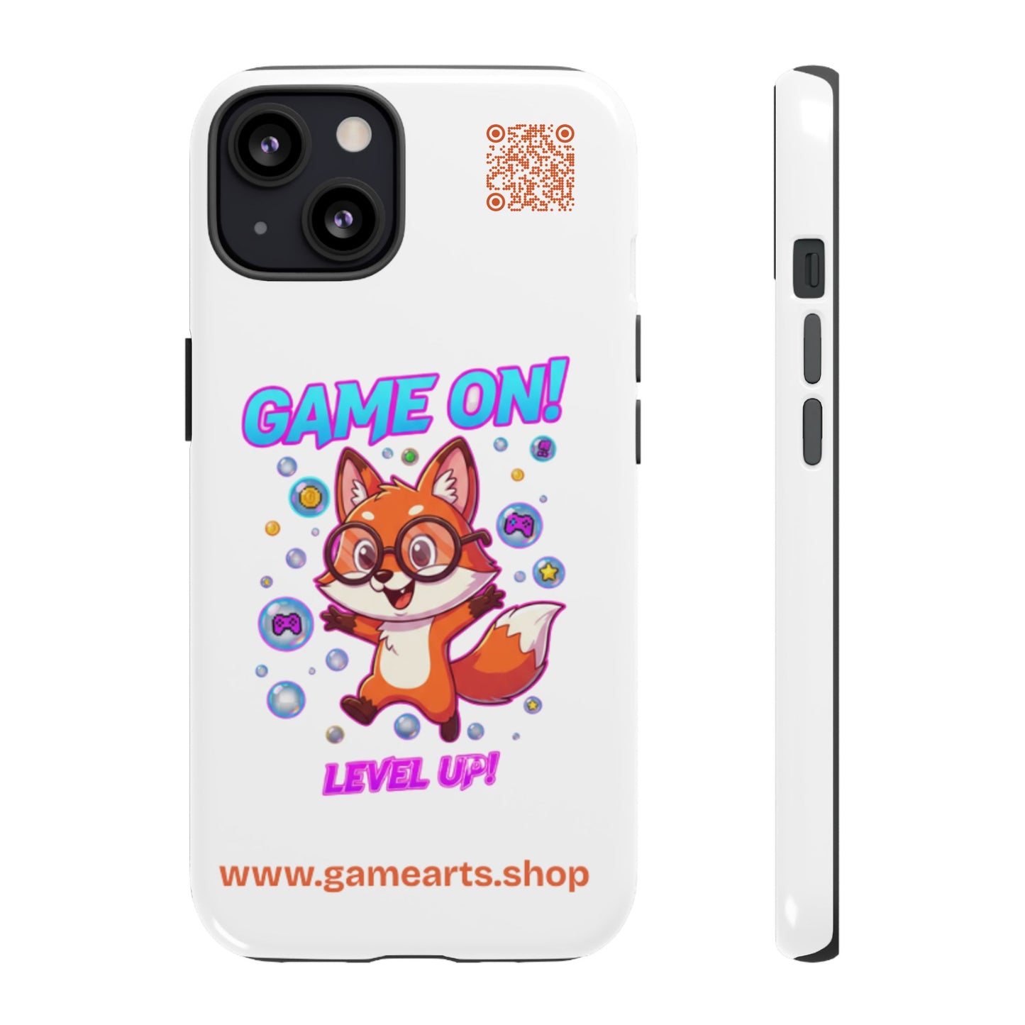 Game On Mobile Case - Cute Fox Design, Gamer Accessories, Phone Cover, Gift for Gamers, Level Up Style