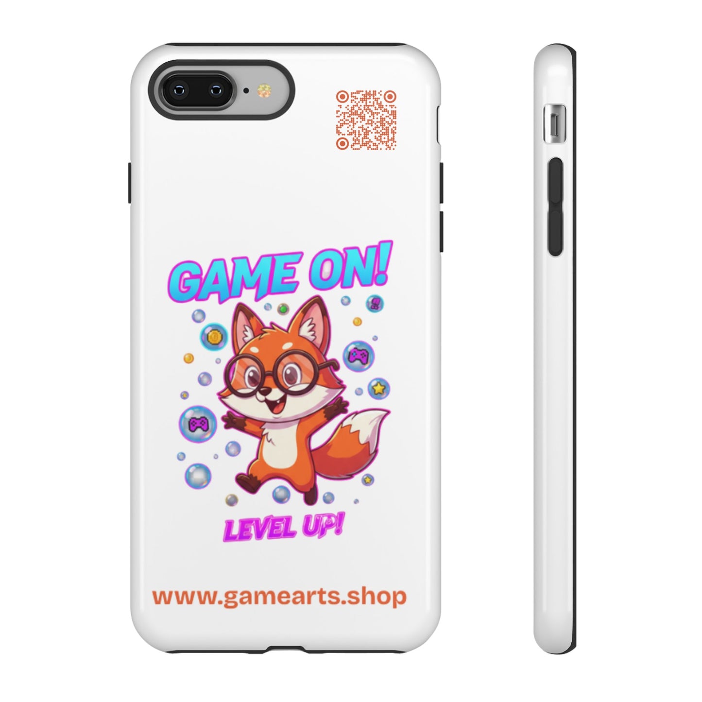 Game On Mobile Case - Cute Fox Design, Gamer Accessories, Phone Cover, Gift for Gamers, Level Up Style